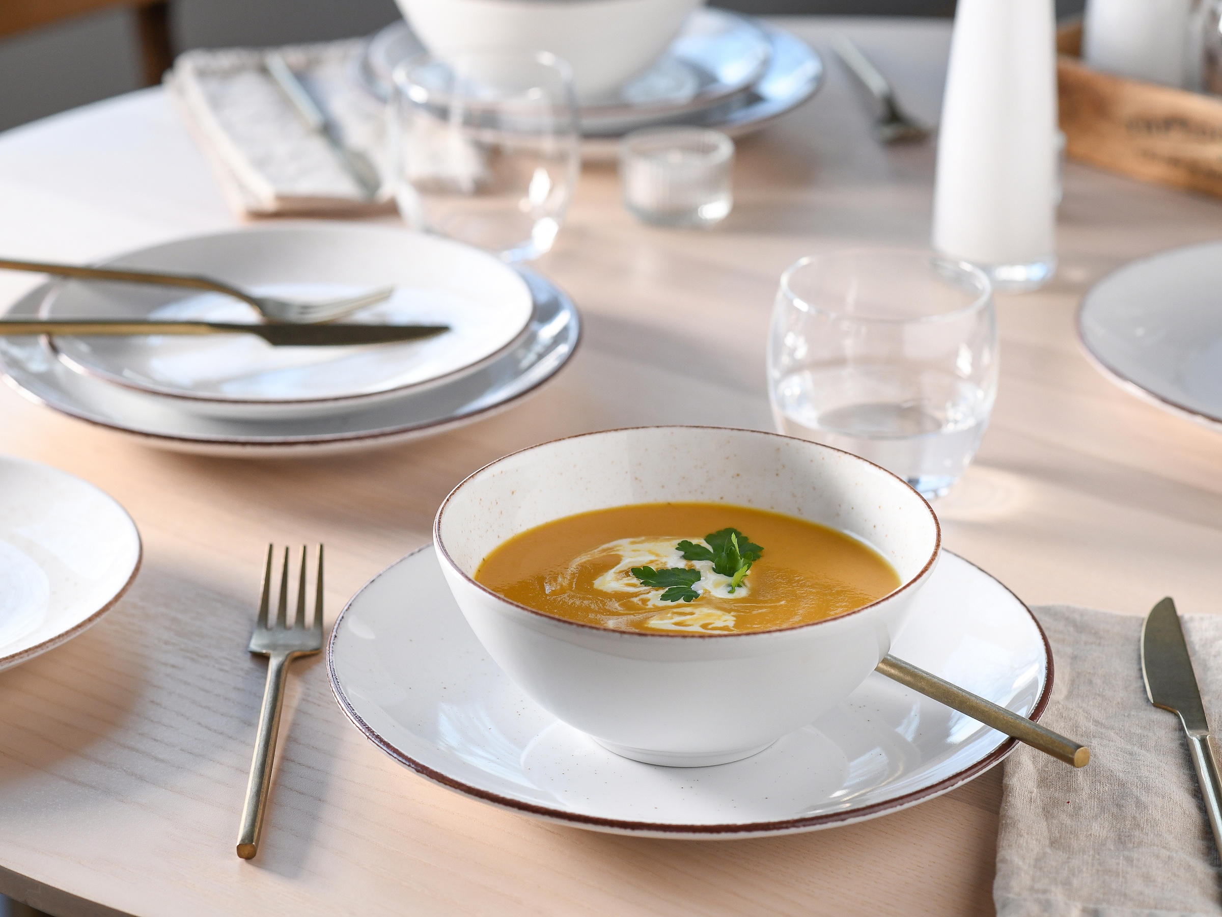 CreaTable Teller-Set »Vintage, Teller Set 12-tlg.« Naturverbundenes Design, Handgemalt