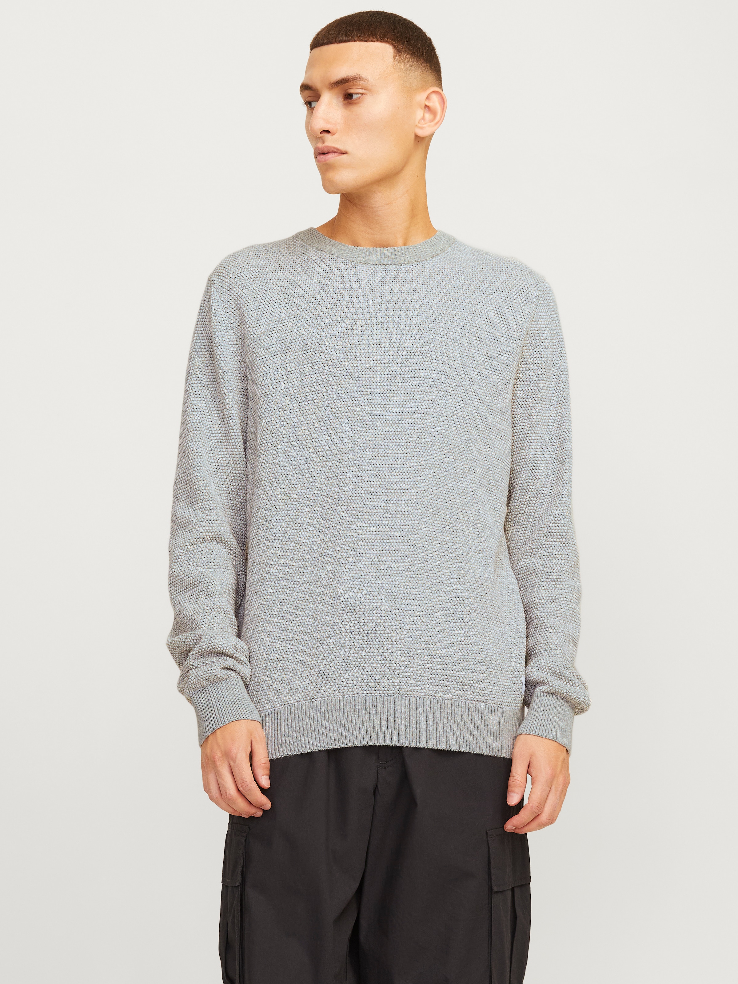 Rundhalspullover »JJEGLOBE KNIT CREW NECK NOOS«, in Strick Optik