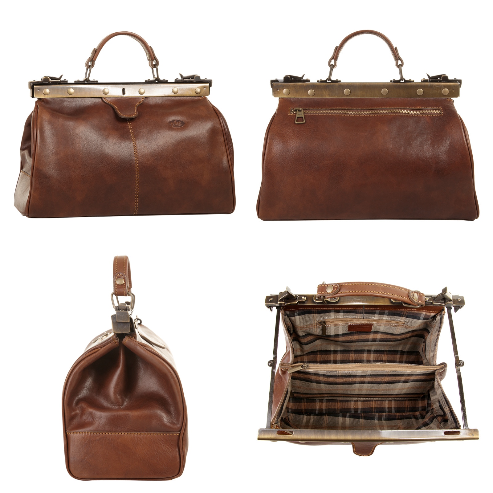 Piké Henkeltasche, echt Leder, Made in Italy
