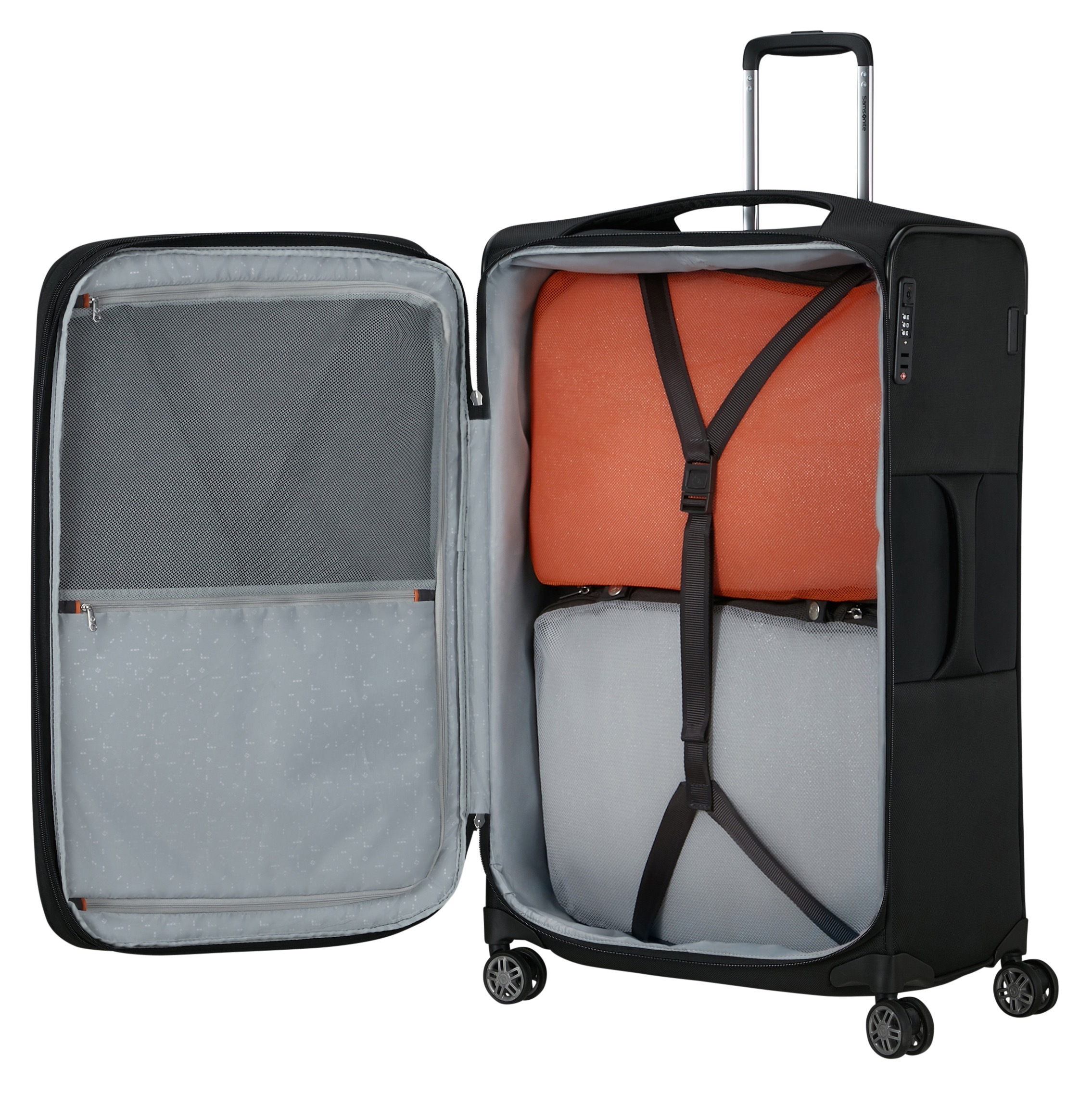 Samsonite Weichgepäck-Trolley »RE-LITE, verschiedene Größen und Farben«, (Set, 2 St., mit 2 Packwürfeln), 4 Rollen, Reisekoffer TSA-Schloss Stickerbogen Volumenerweiterung Laptopfach