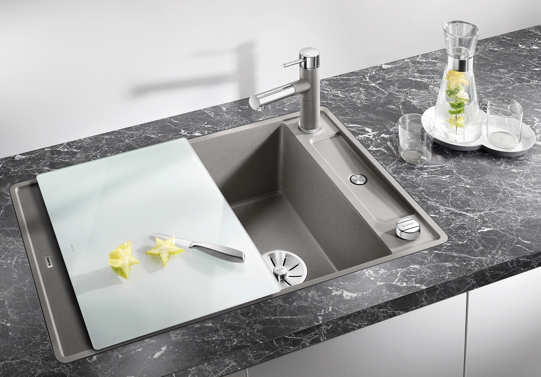 Blanco Granitspüle »AXIA III 45 S-F« 1 Stk. tlg. inklusive gratis Glasschneidebrett