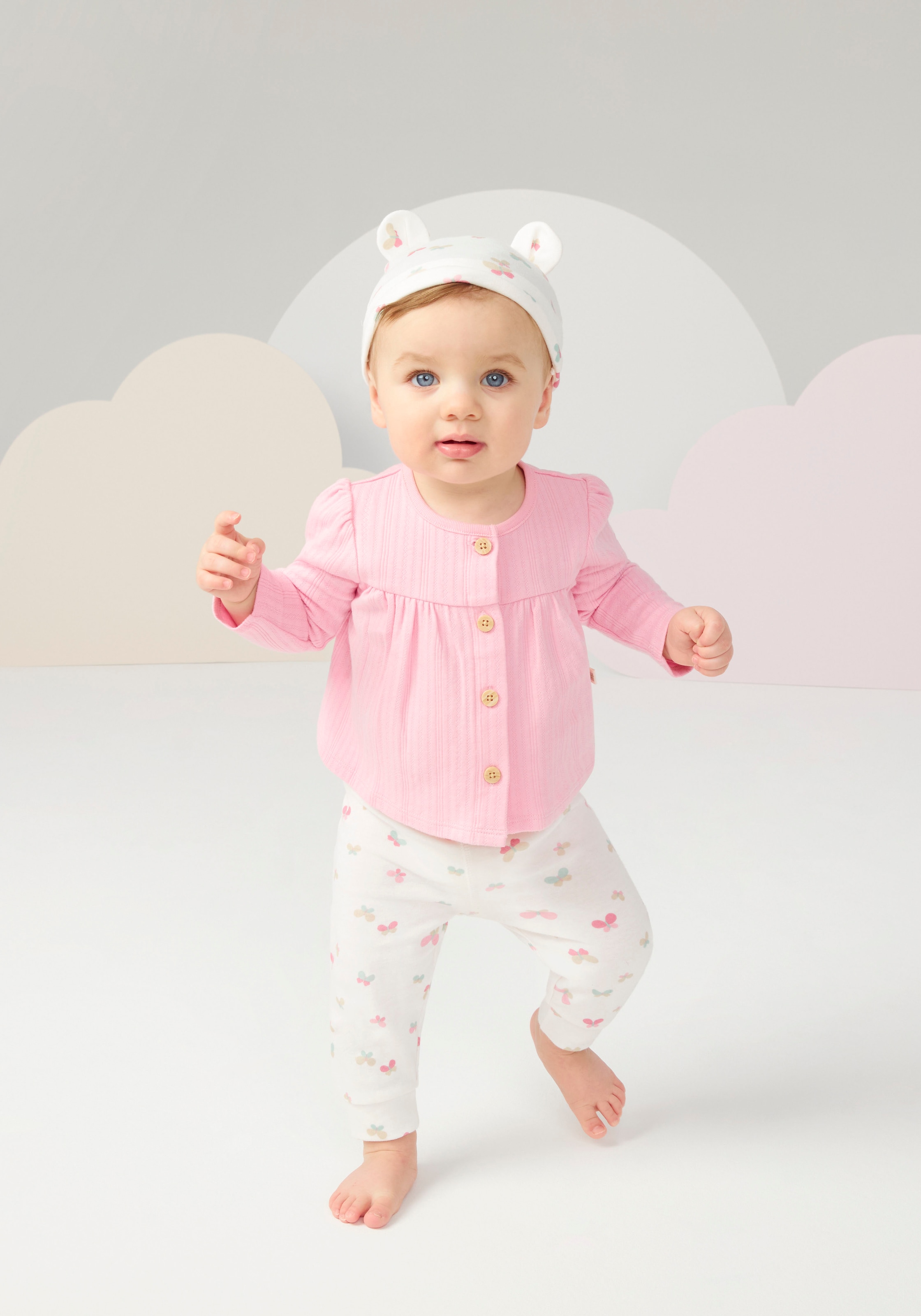 HUGGIES babywear Langarmshirt & Hose, mit Schmetterlings Print