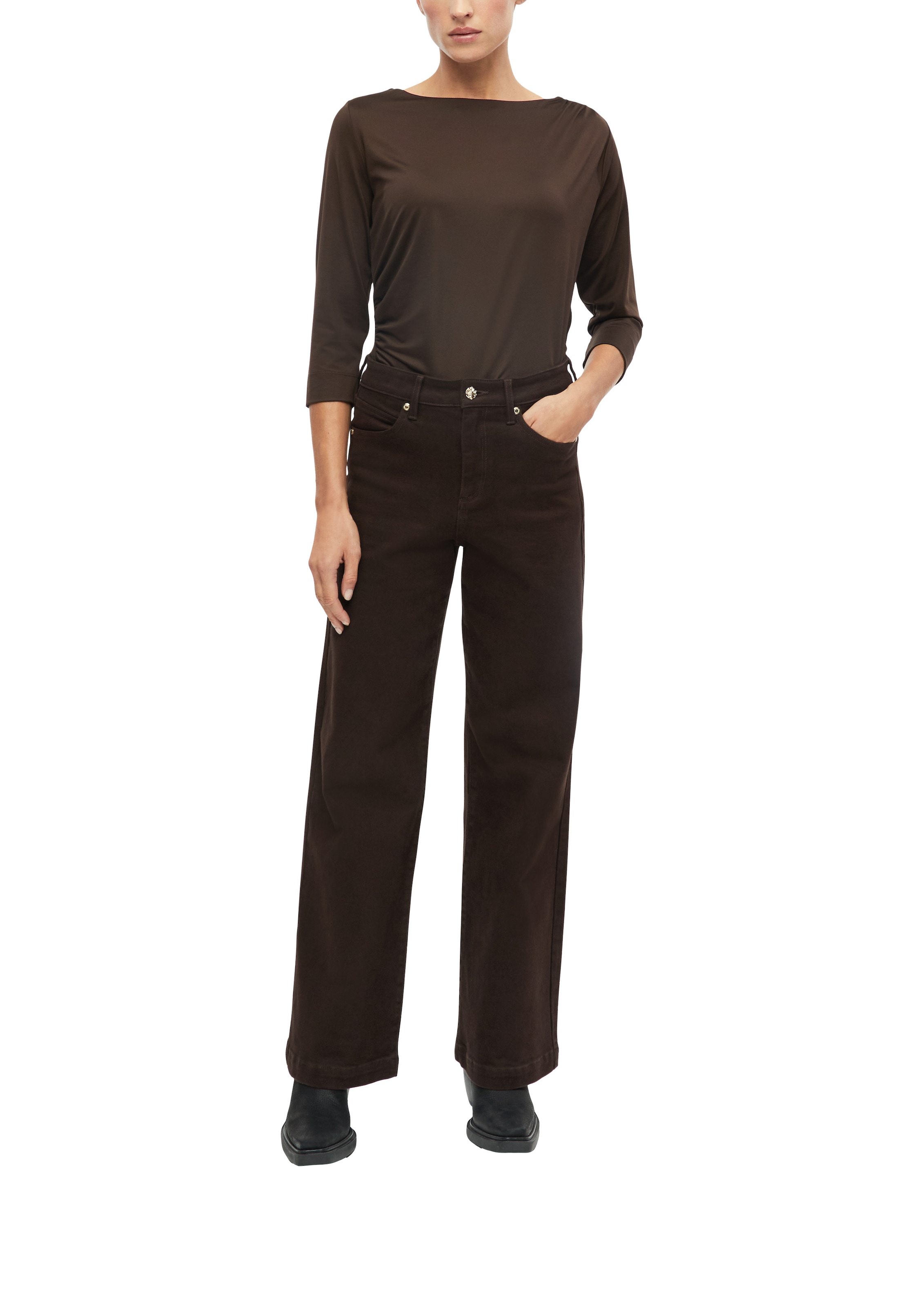s.Oliver BLACK LABEL 3/4-Arm-Shirt Sommershirt mit seitlicher Saffung