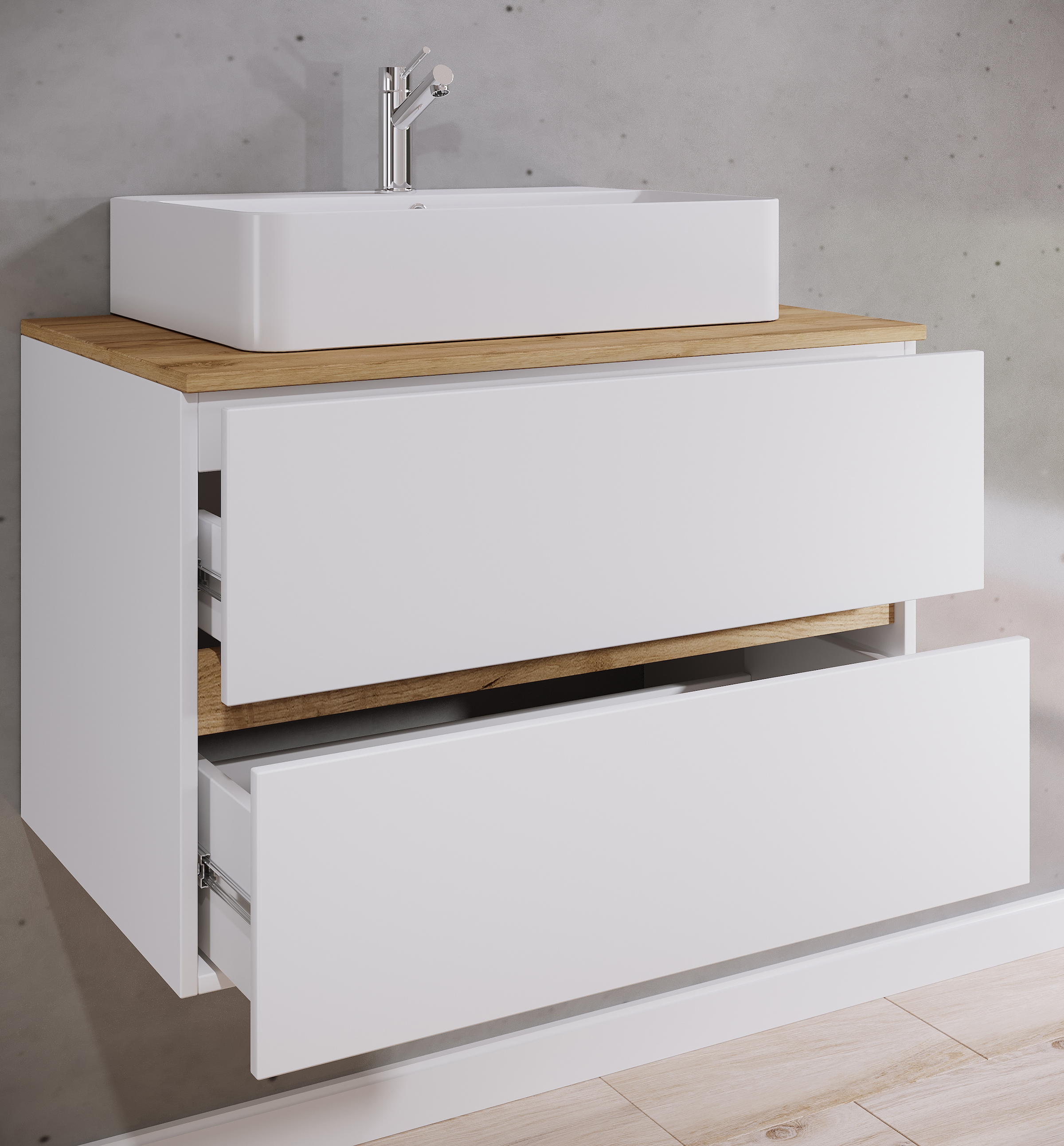 VCM Waschtisch »2 tlg. Badmöbel-Set mit Waschbecken Cosila-A 80 cm« 2 Stk. tlg.