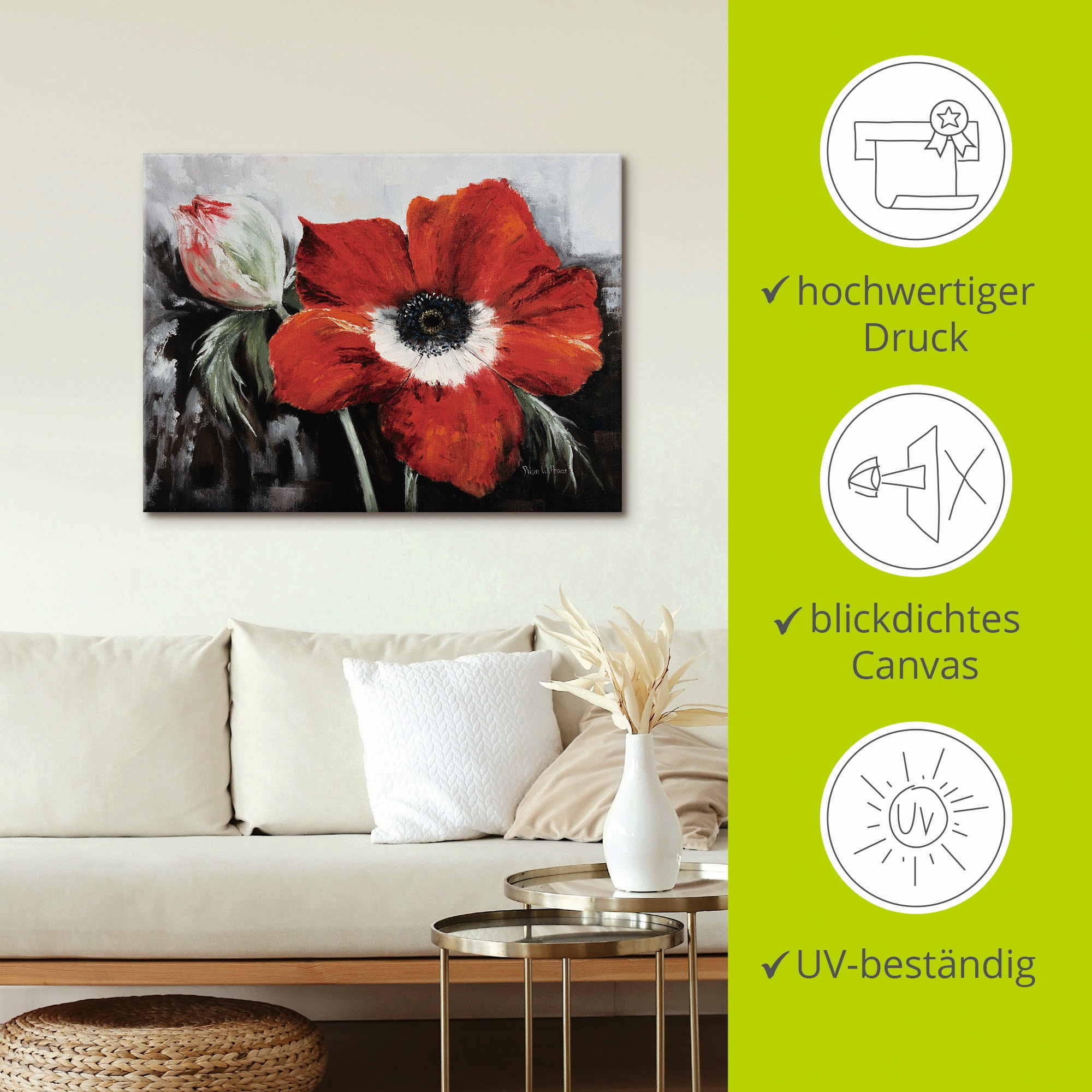 Artland Leinwandbild »Mohnblumen in voller Blüte« Blumen 1 Stk. tlg. auf Holzrahmen gespannt