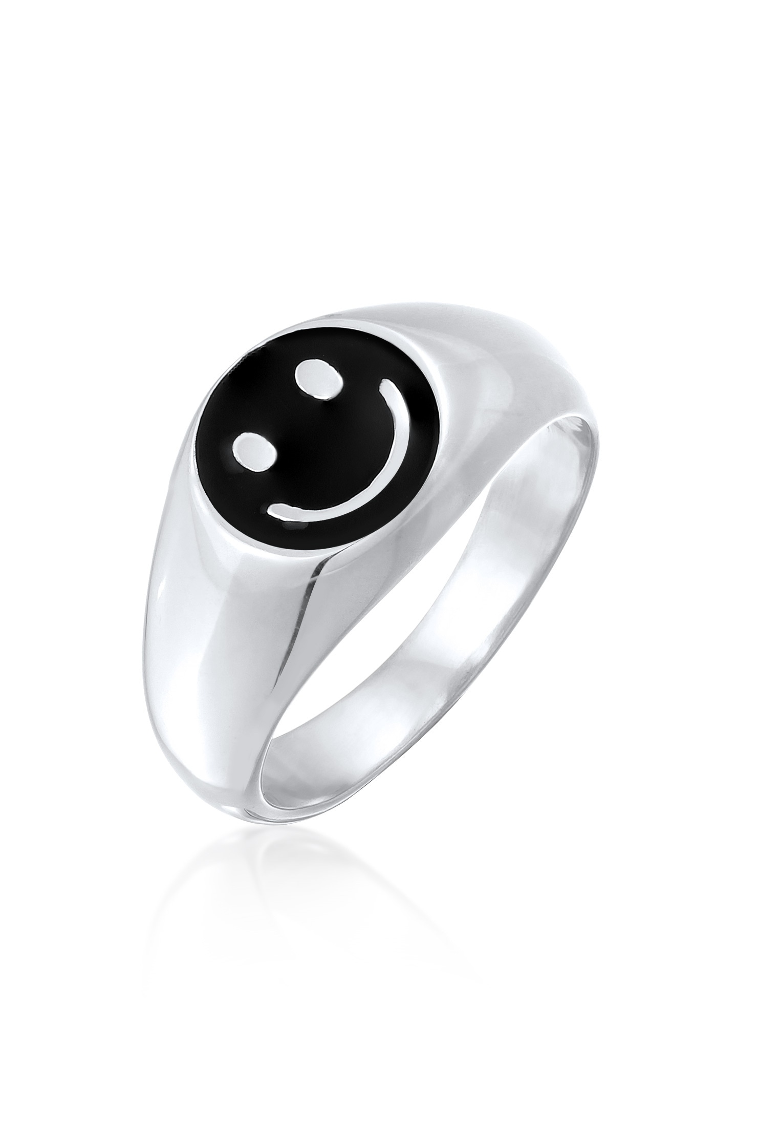 Kuzzoi Siegelring »Ring Herren Siegelring Smiling Emaille 925 Silber«