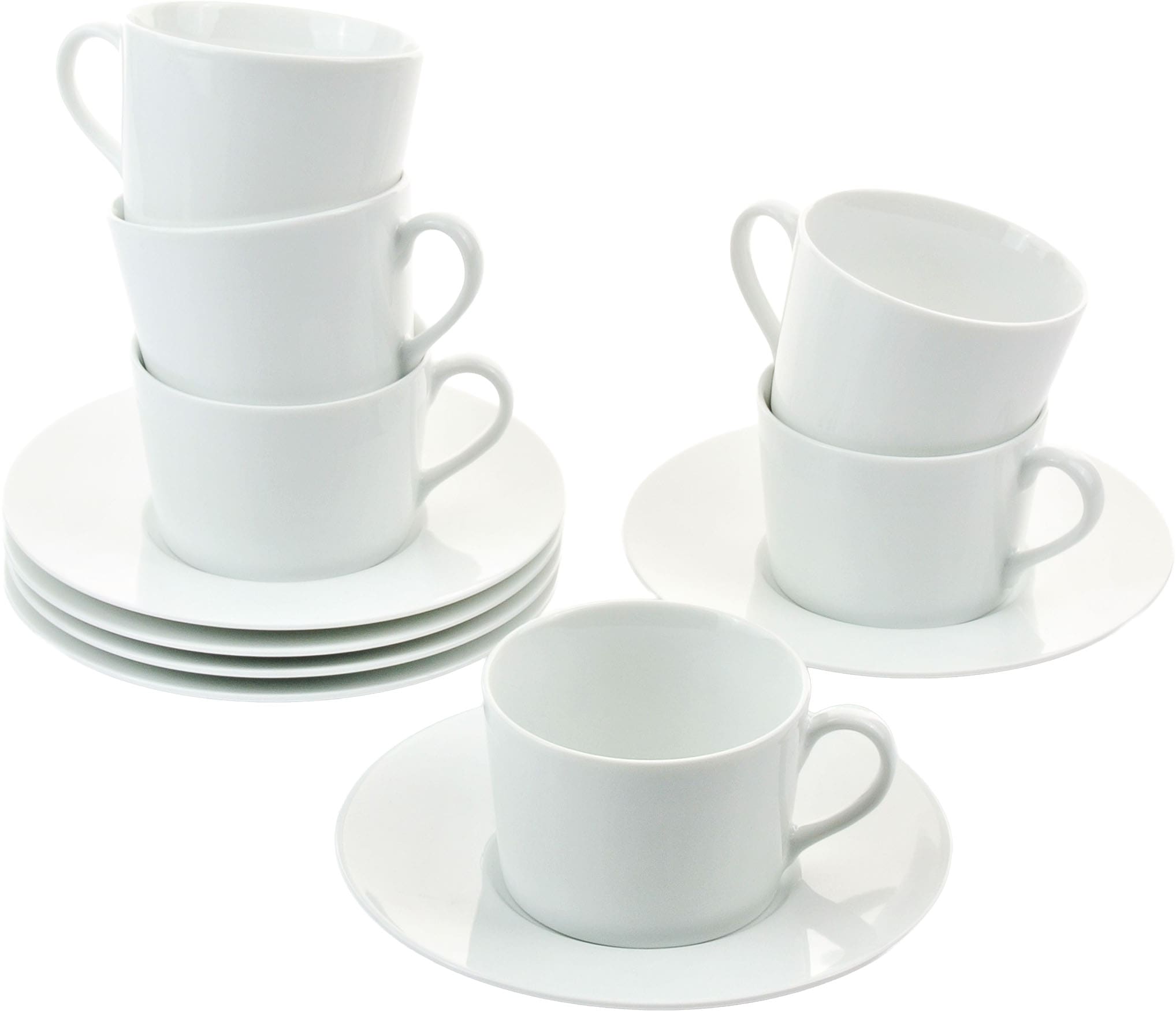 Retsch Arzberg Tasse »Kaffeetasse HEIKE WEISS komplett mit Untertasse , Set 12tlg. Porzellan« Frühstückstassen für 6 Personen, klassisches Design in weiss