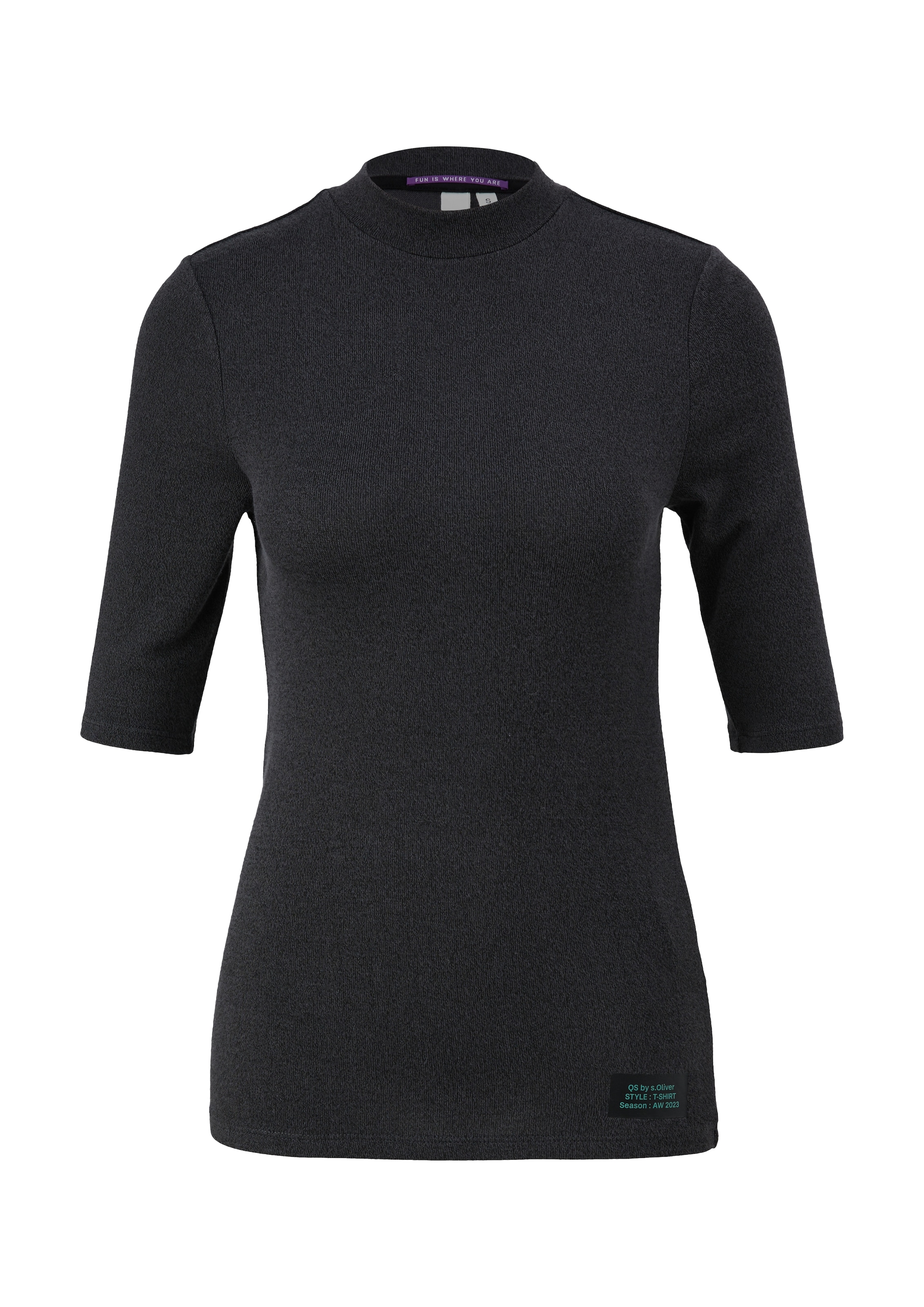 QS Rundhalsshirt, mit kleinem Logopatch