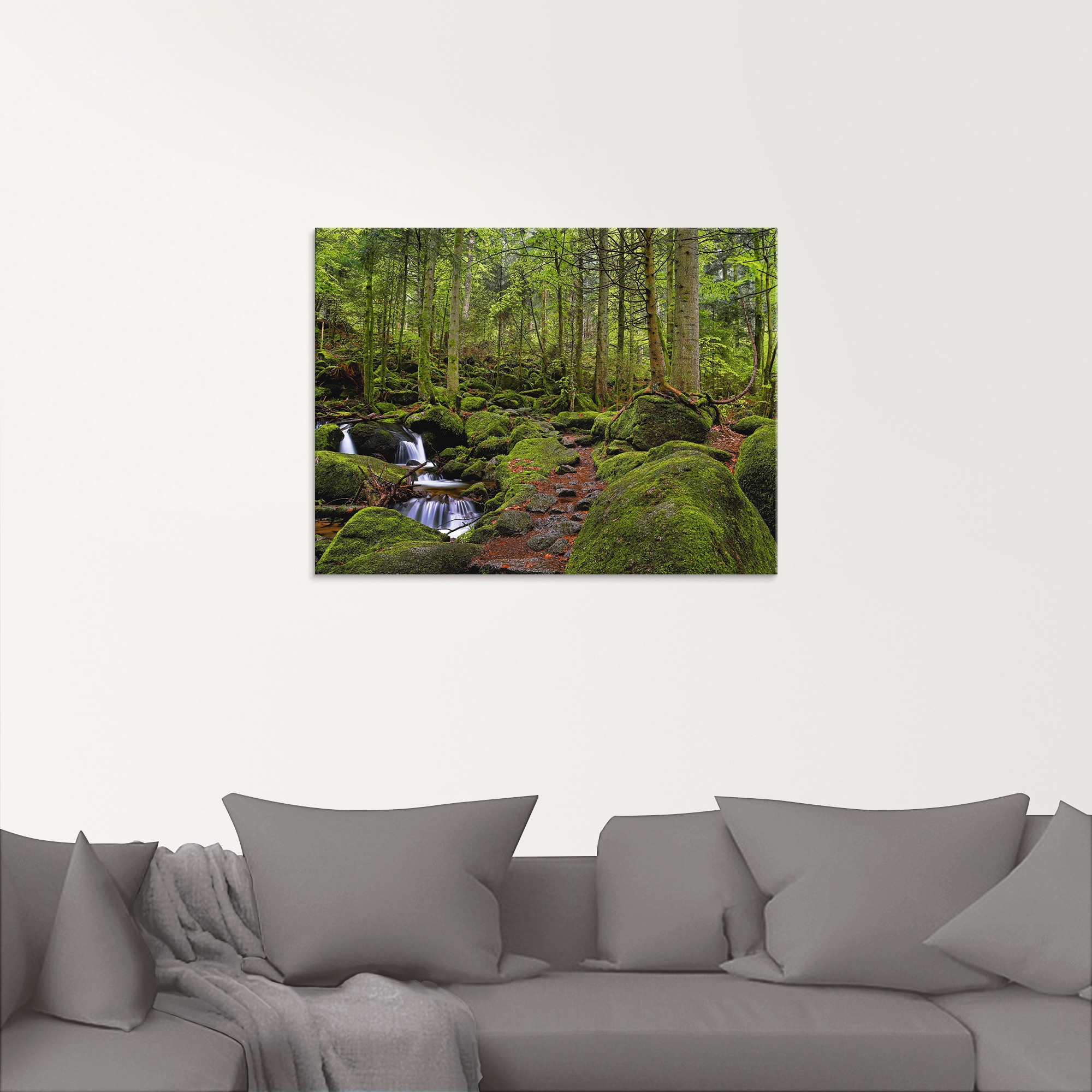 Artland Glasbild »Zauberwald mit Bach«, Wald, (1 St.), in verschiedenen Größen