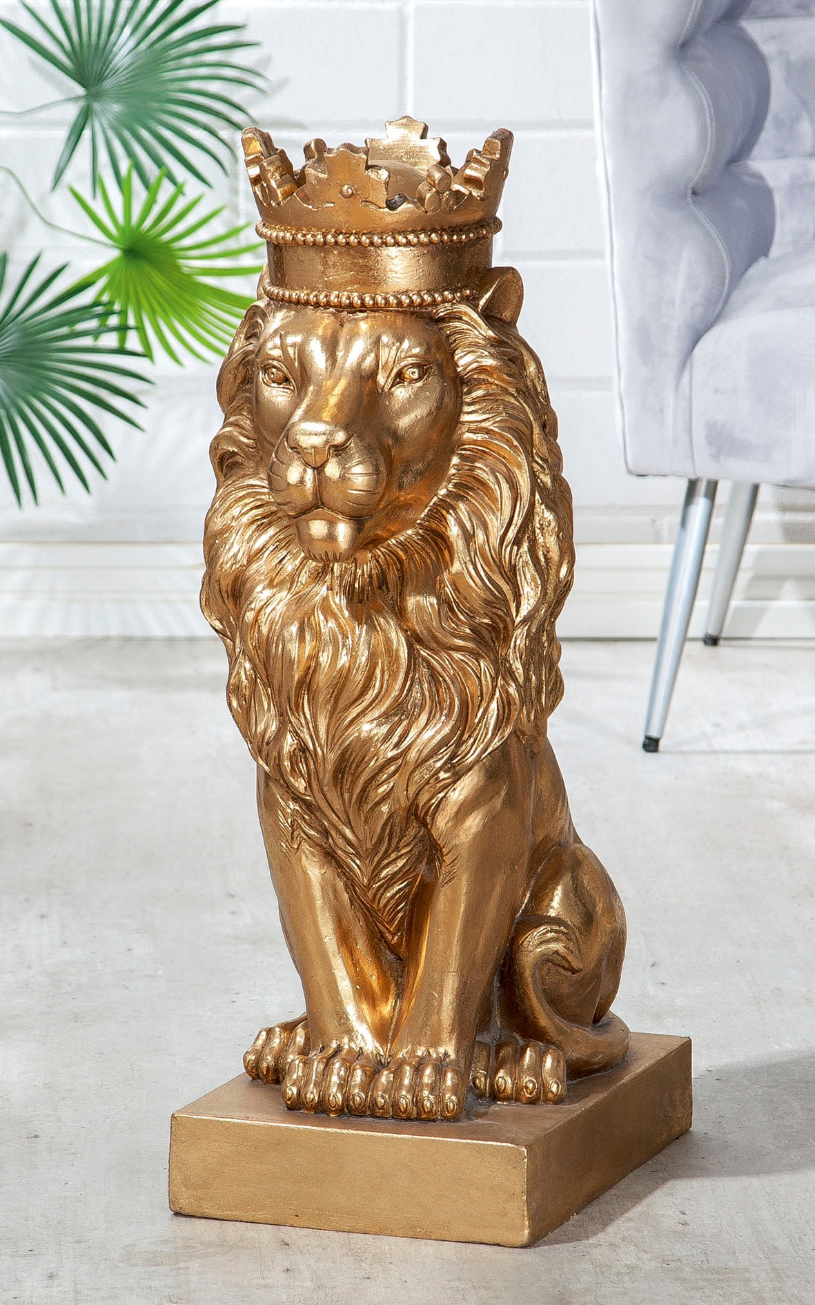 Casablanca by Gilde Dekofigur »Skulptur Löwe, gold«, goldfarben