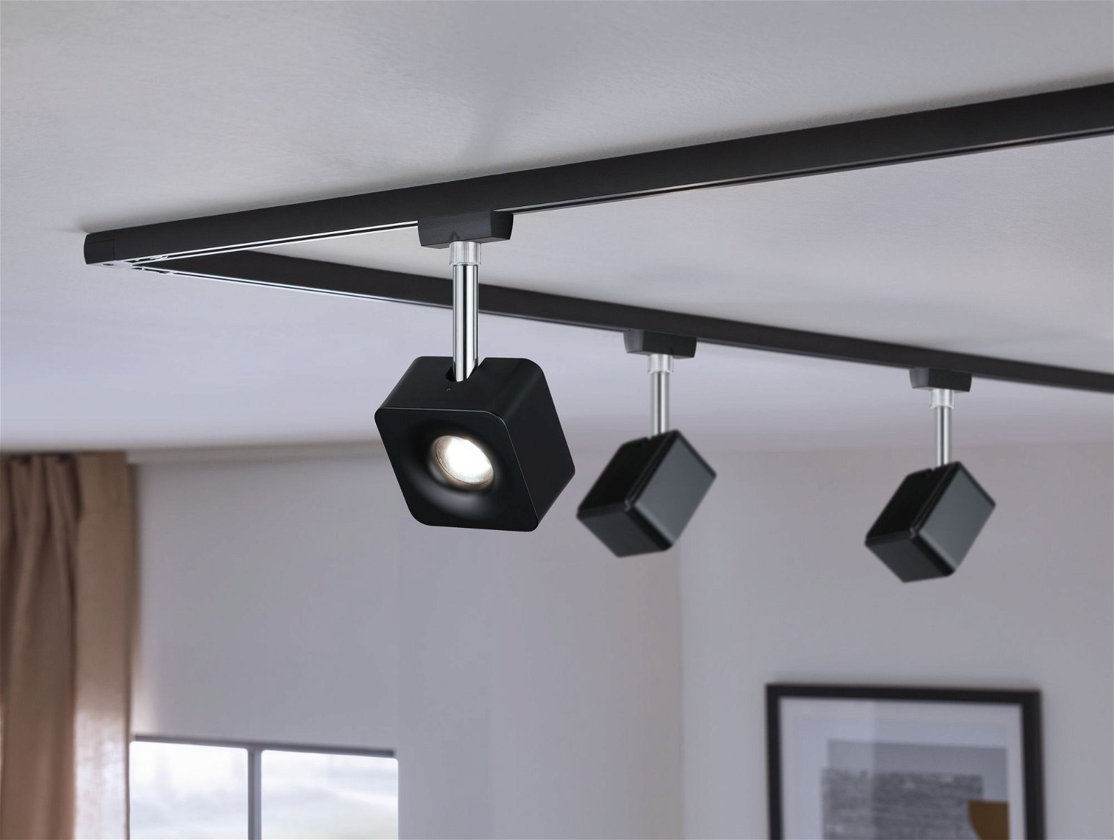 Paulmann Schienensystem-Leuchten »URail Schienenspot Cube 589,1lm 8W 4000K 230V Schwarz matt, Chrom« LED-Modul 1 Stk. Neutralweiß Einzelspot, dimmbar