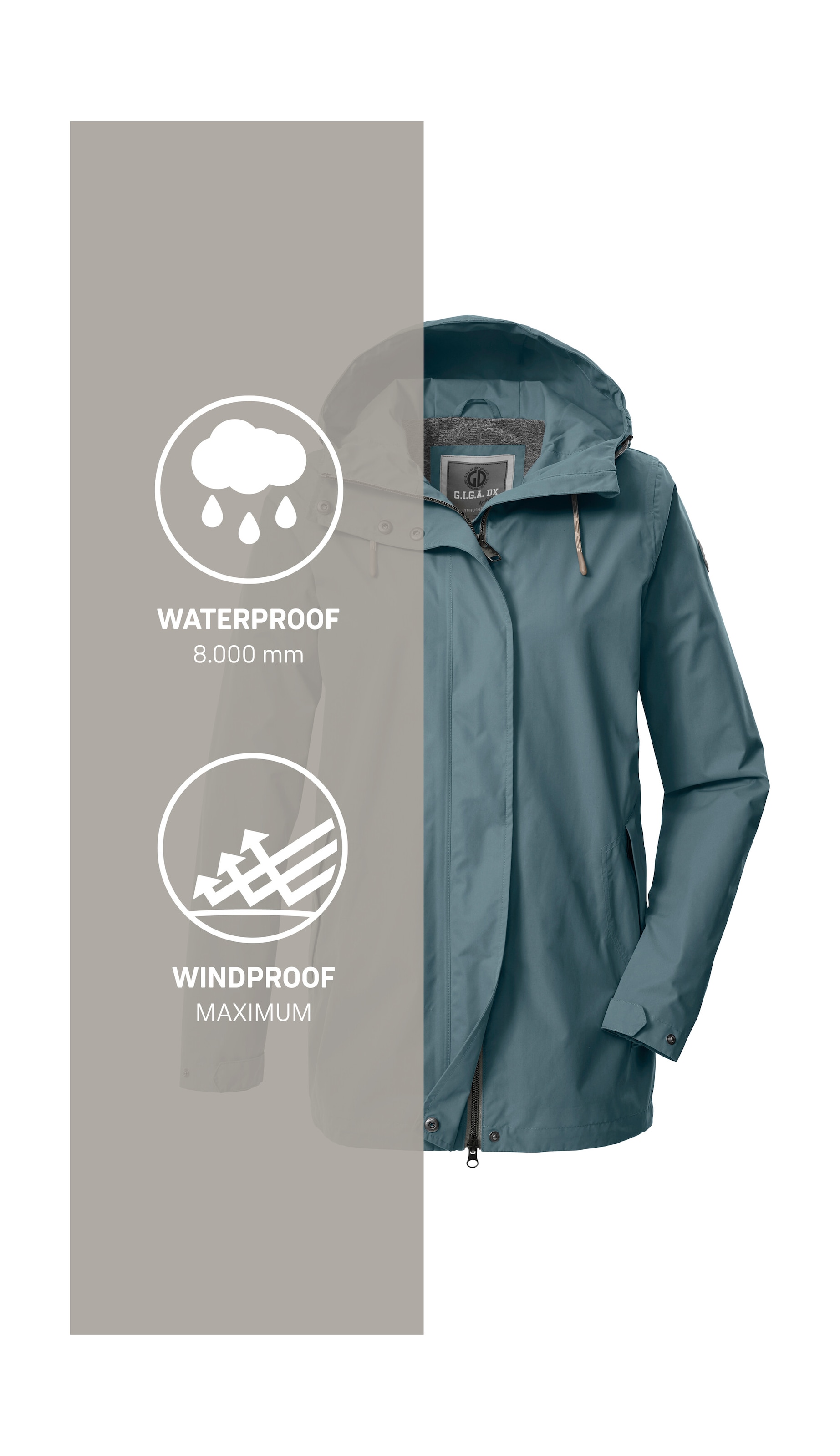 G.I.G.A. DX by killtec Funktionsjacke »Damen Funktionsjacke OOGS 1« Wasser- und winddichte Damenjacke, regulierbar, PFAS-frei imprägniert