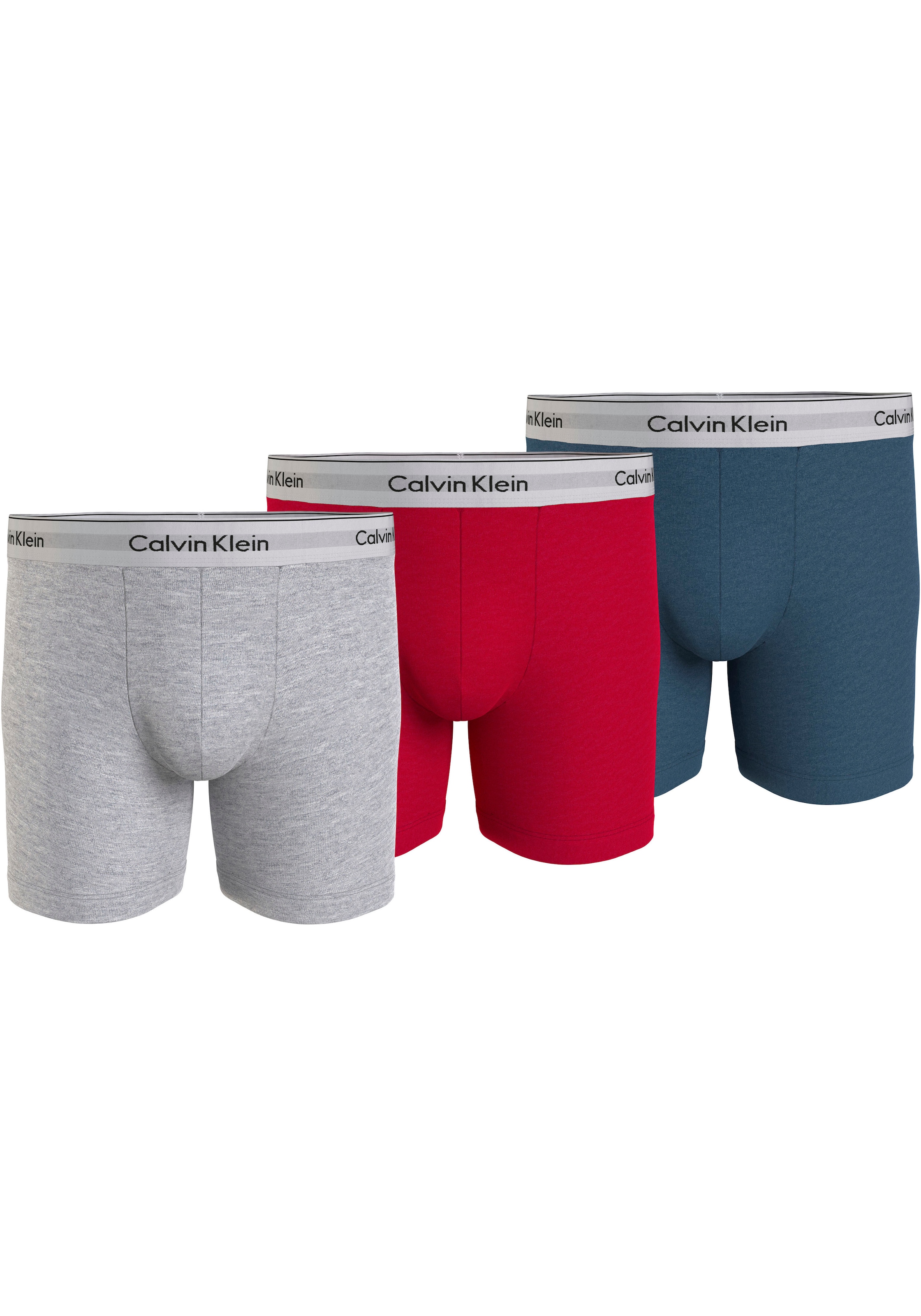 Calvin Klein Underwear Boxer »BOXER BRIEF 3PK«, (Packung, 3 St., 3er-Pack), mit längerem Bein & Logo-Elastikbund