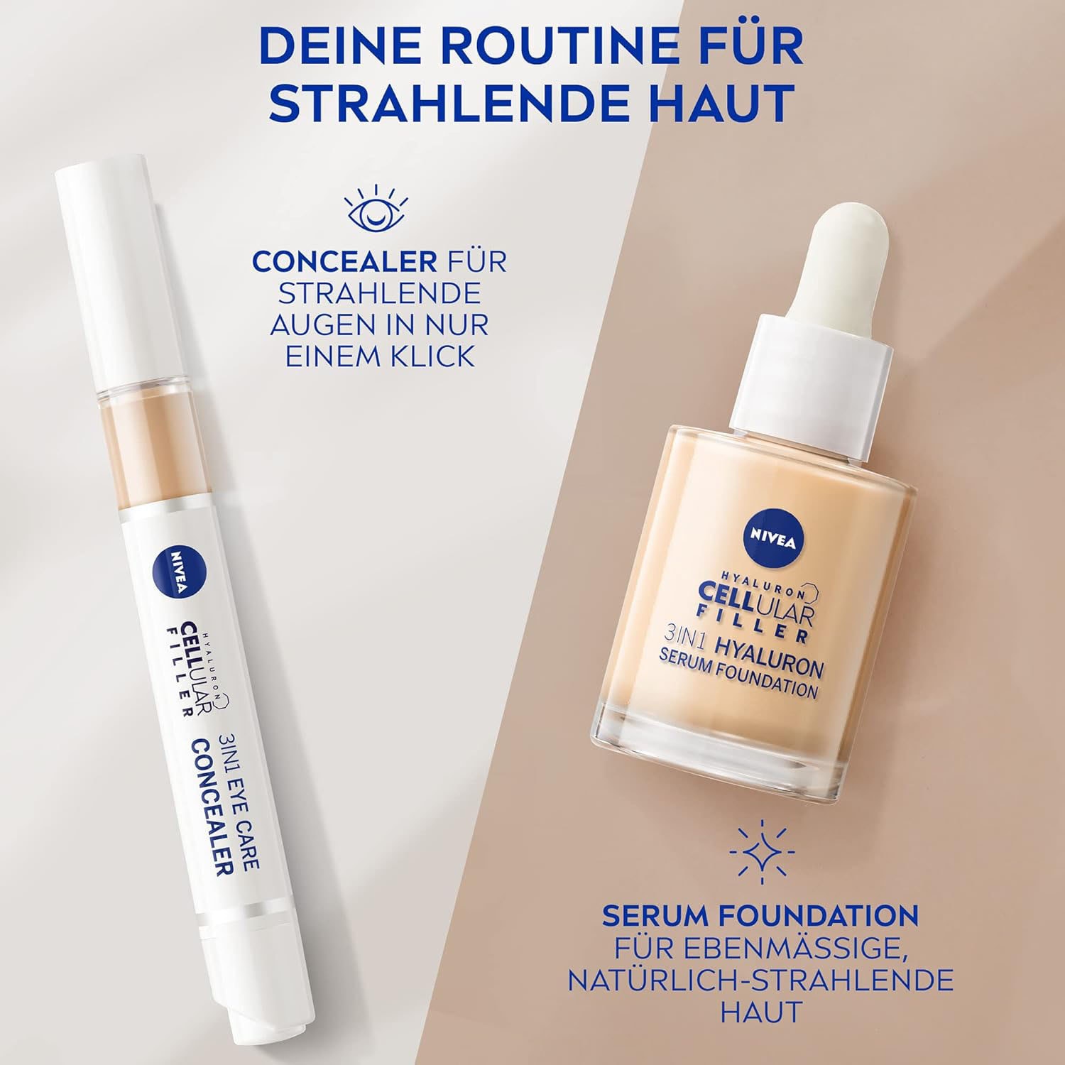 Nivea Foundation »CELLULAR 3IN1 HYALURON SERUM FOUNDATION« mit natürlicher Deckkraft, für kleine Unebenheiten und Rötungen