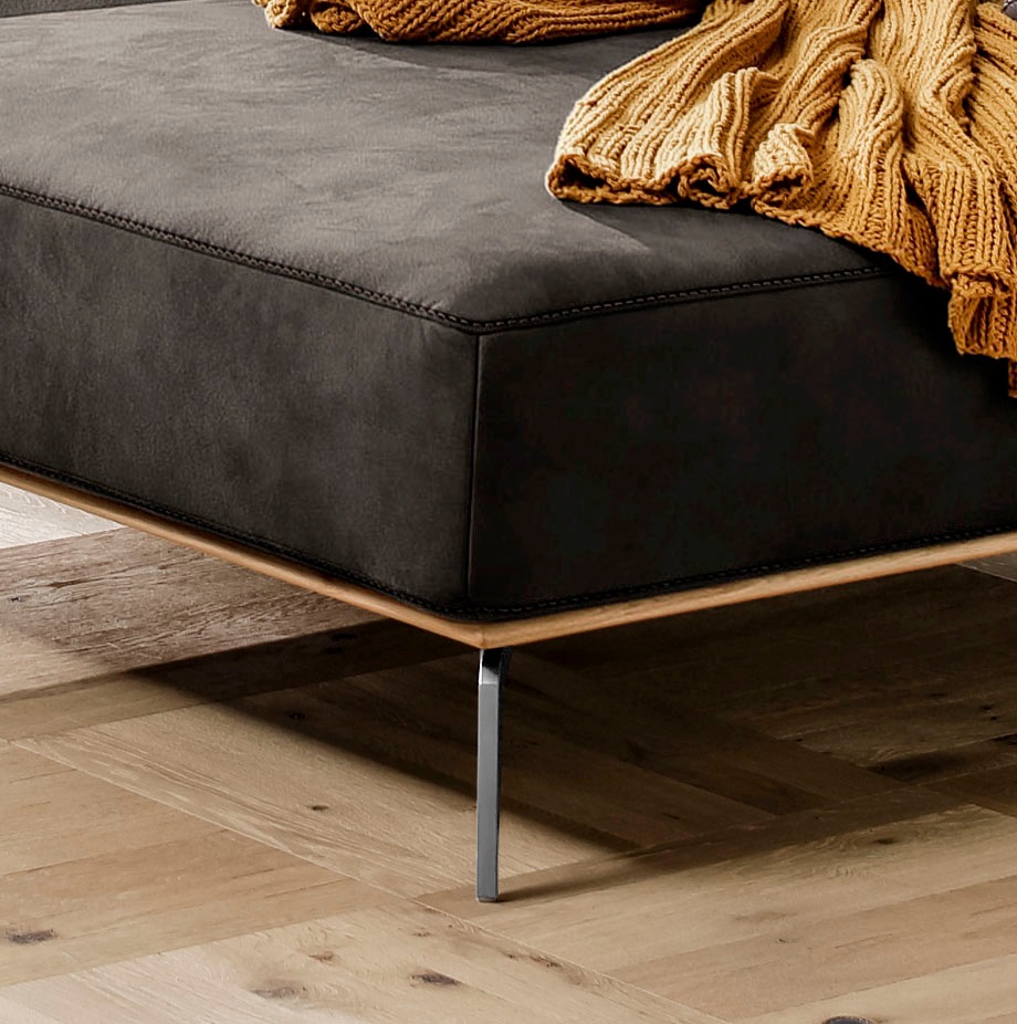 W.SCHILLIG Ecksofa »run, Designsofa mit tollem Sitzkomfort, bequem, L-Form«, mit elegantem Holzsockel, Füße in Chrom glänzend, Breite 319 cm