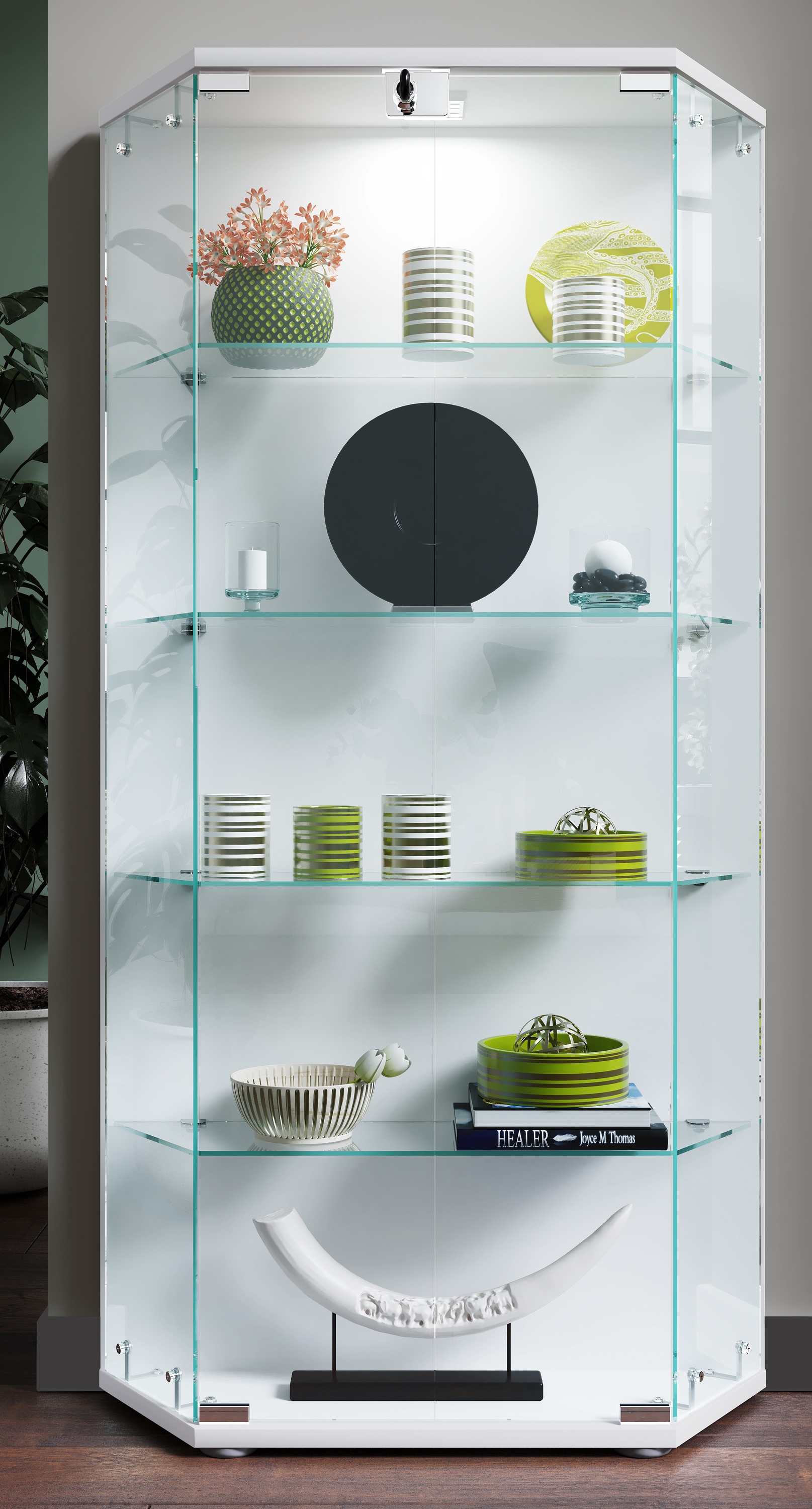 VCM Standvitrine »Holz Glas Stand Vitrine Sammelvitrine Cenila L«