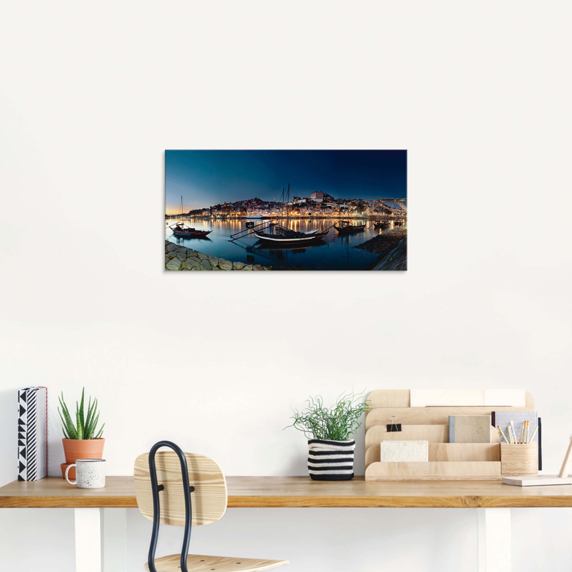 Artland Glasbild »Porto - Nachtpanorama« Europa 1 Stk. tlg. in verschiedenen Größen