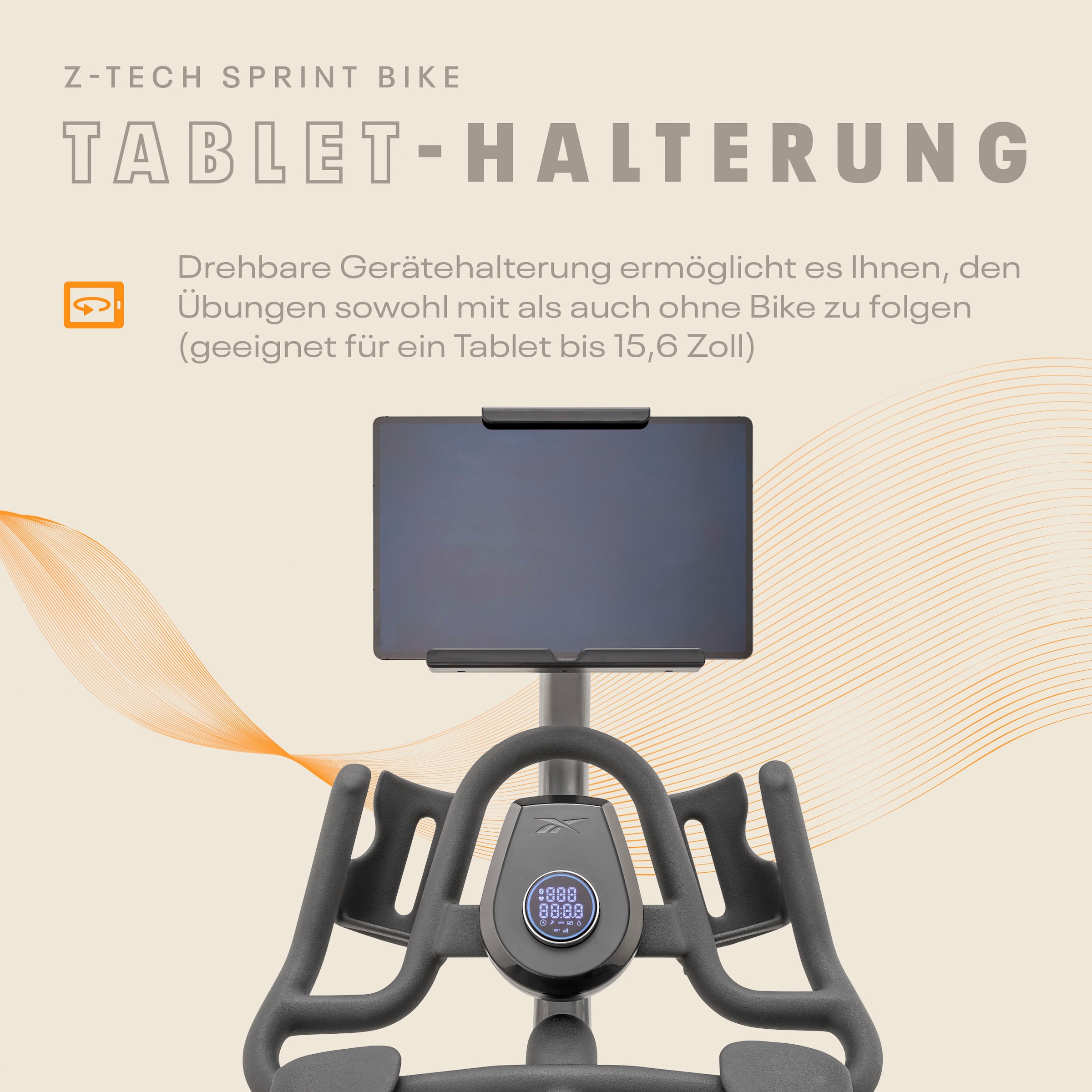 Reebok Speedbike »Z-Tech Speedbike«, (mit Tablet-Halterung), Schwungmasse ca. 9,95 kg, 50 Widerstandsstufen