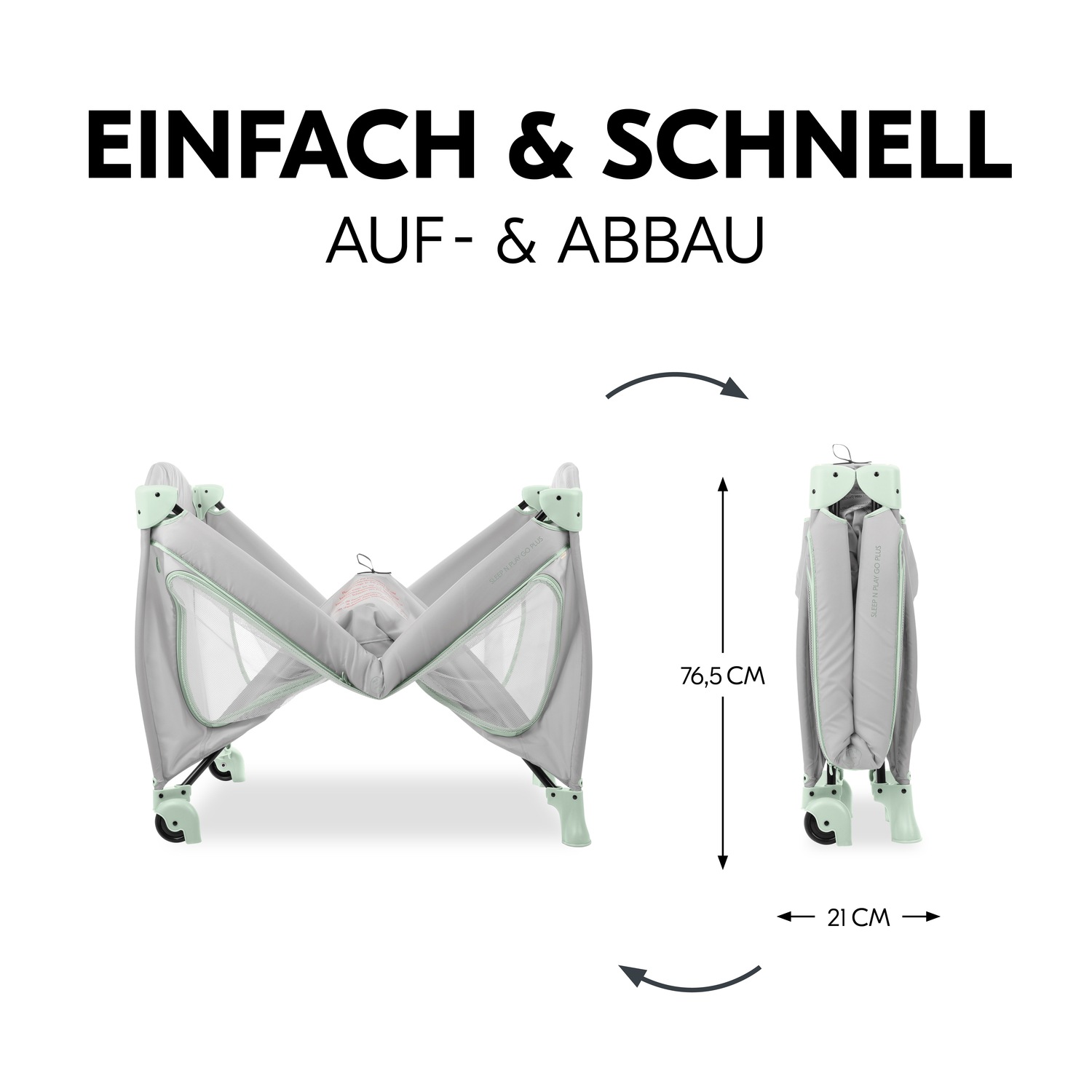 Hauck Baby-Reisebett »Sleep N Play Go Plus, Dusty Mint«, mit integrierten Rädern; Vorderausstieg