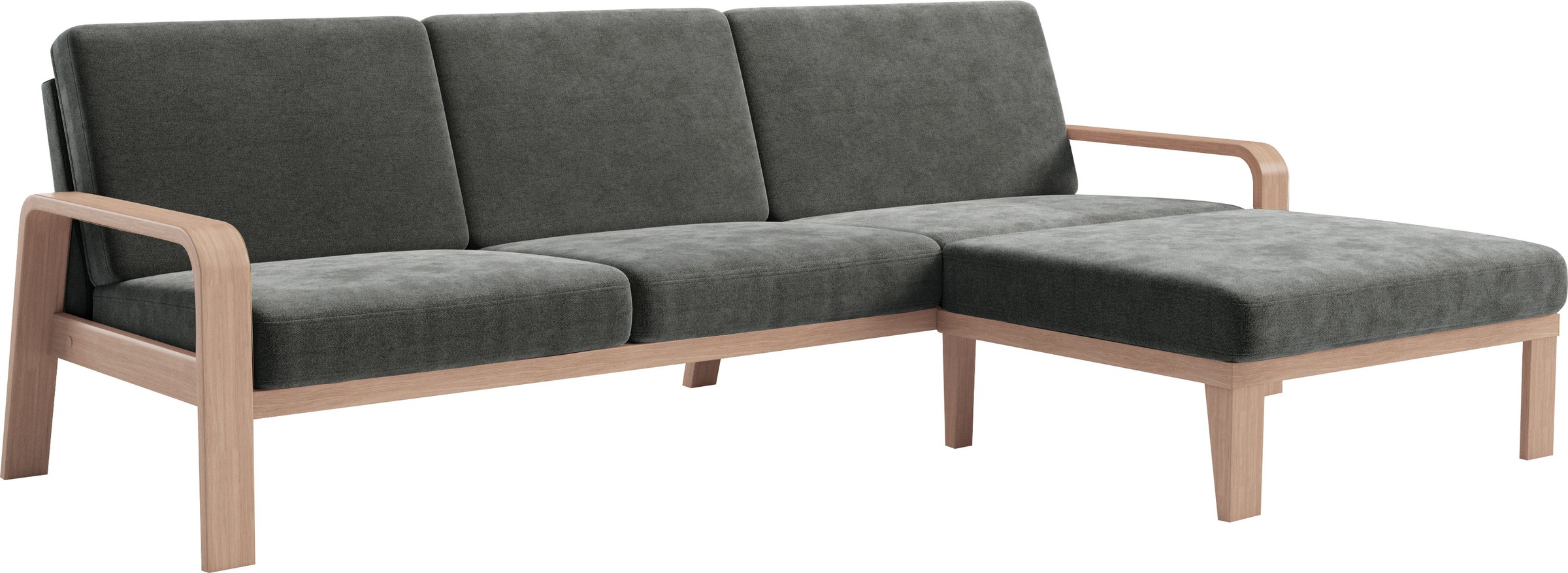 sit&more Ecksofa »Kolding L-Form«, Armlehnen aus Buchenholz in natur, verschiedene Bezüge und Farben