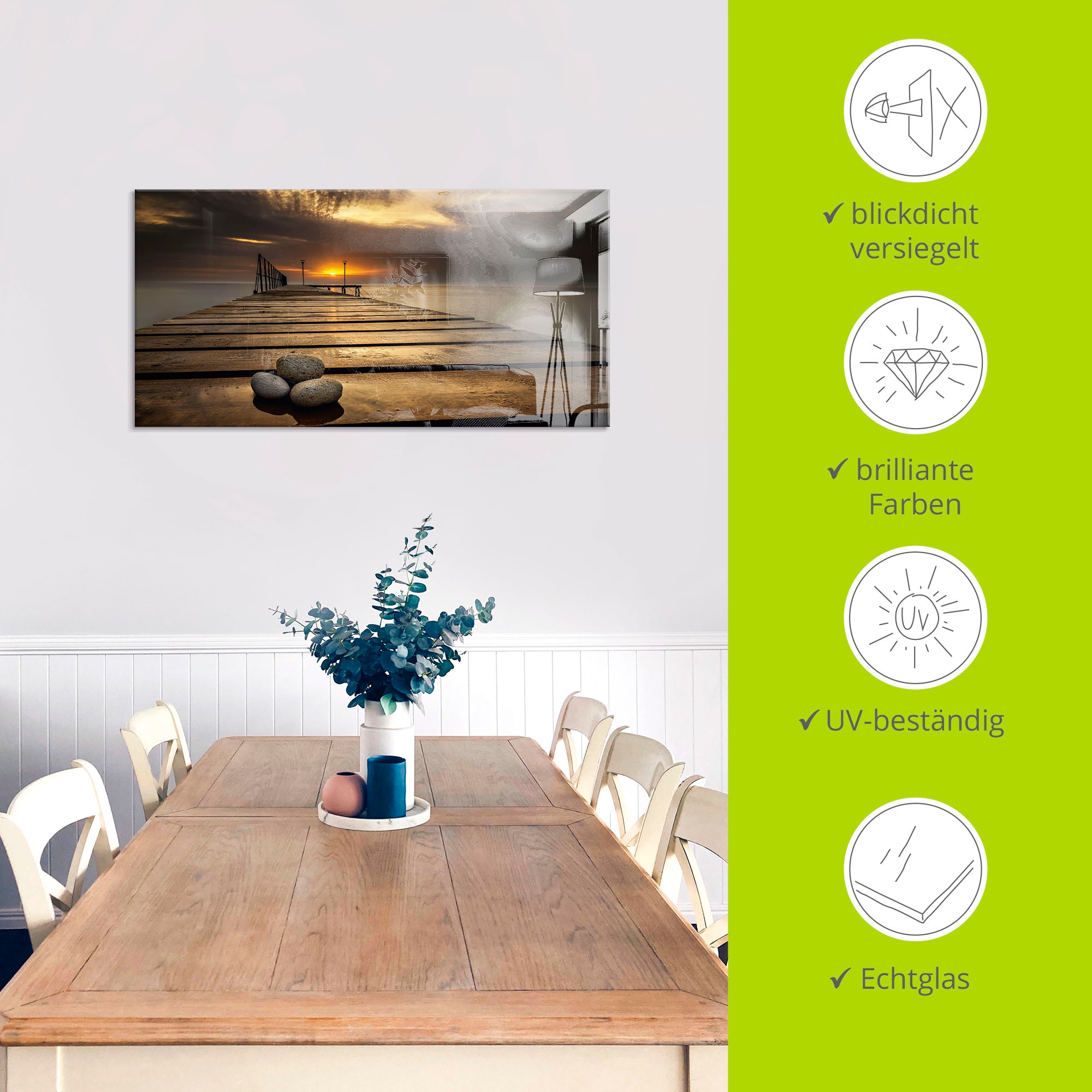 Artland Glasbild »Sonnenaufgang am Schwarzen Meer« Sonnenaufgang & -untergang 1 Stk. tlg. in verschiedenen Größen