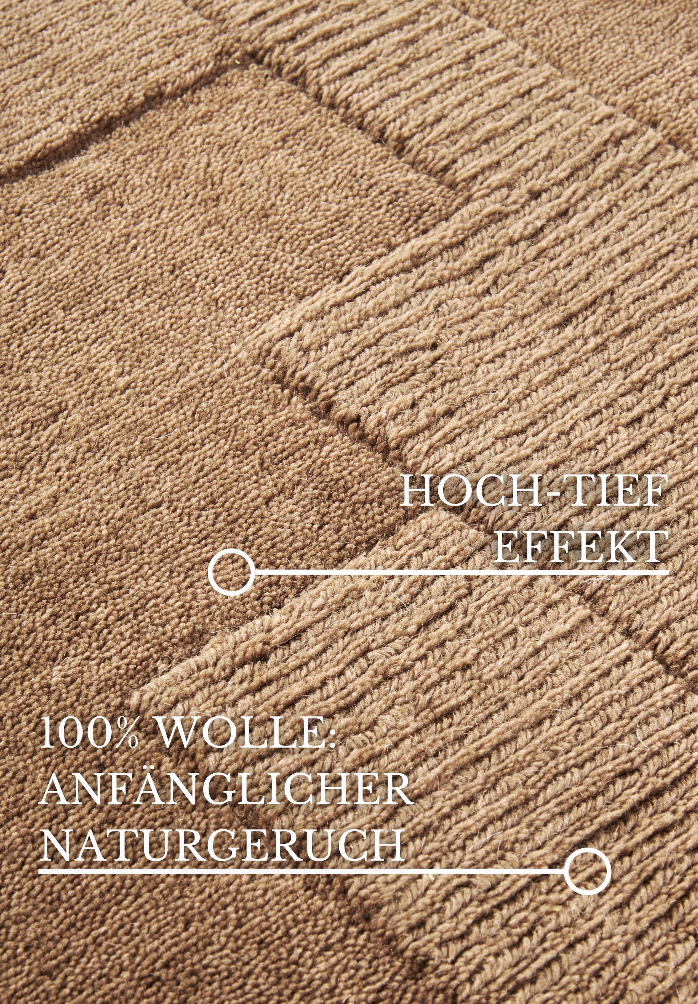 Villeroy & Boch Wollteppich »Wilhelmine«, rechteckig, 10 mm Höhe, Läufer, handgewebt, Wolle, Natur, Wohnzimmer, Geometrie, Boho