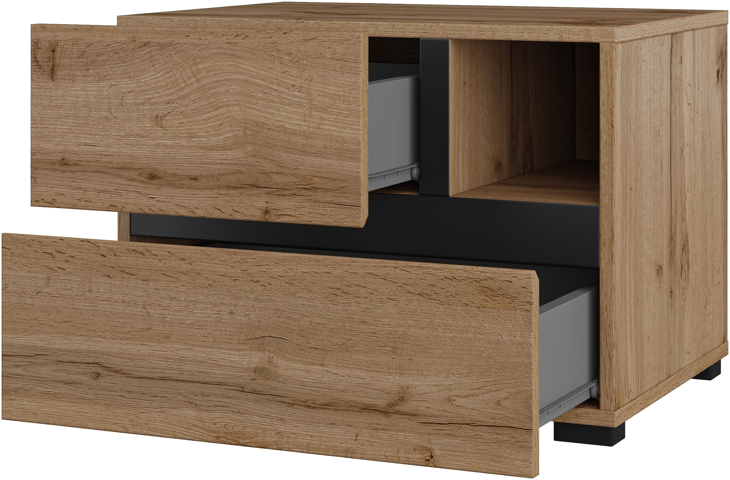 Home affaire Schlafzimmer-Set »Cross, moderne, grifflose Optik, FSC-zertifiziert«, (4 tlg., Bett 180x200cm, 2 Nachtkommoden, Schrank 2-oder 4-türig), Komplettschlafzimmer-Set