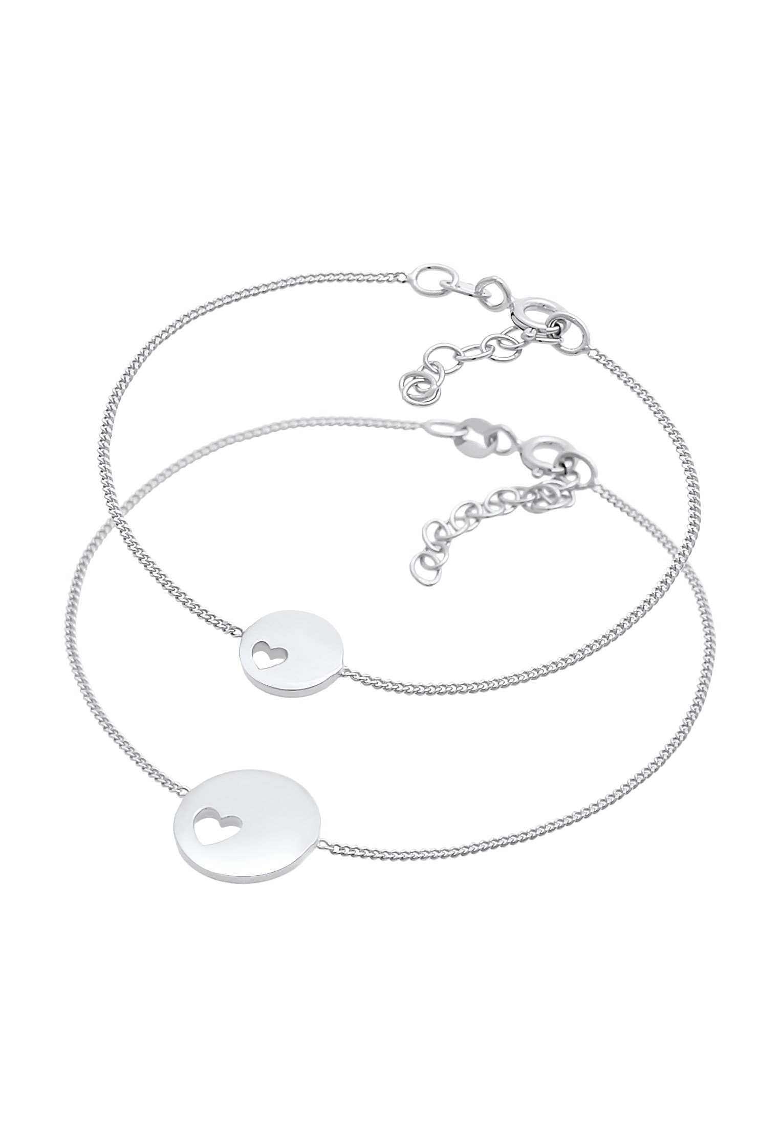 Elli Armketten Set »Armband Plättchen Herz Mutter Kind (2 tlg.) 925 Silber«