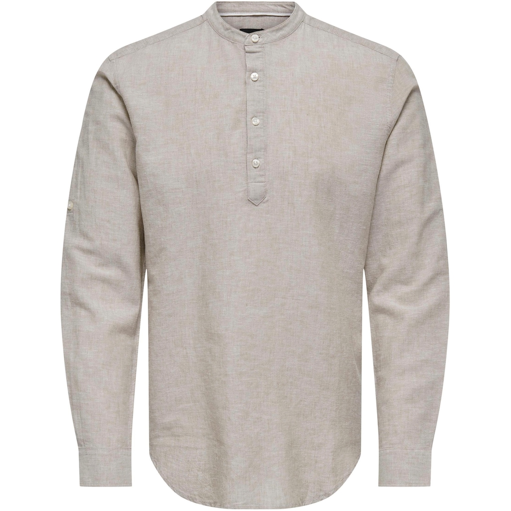 ONLY & SONS Langarmhemd »ONSCAIDEN LS HALFPLACKT LINEN SHIRT«