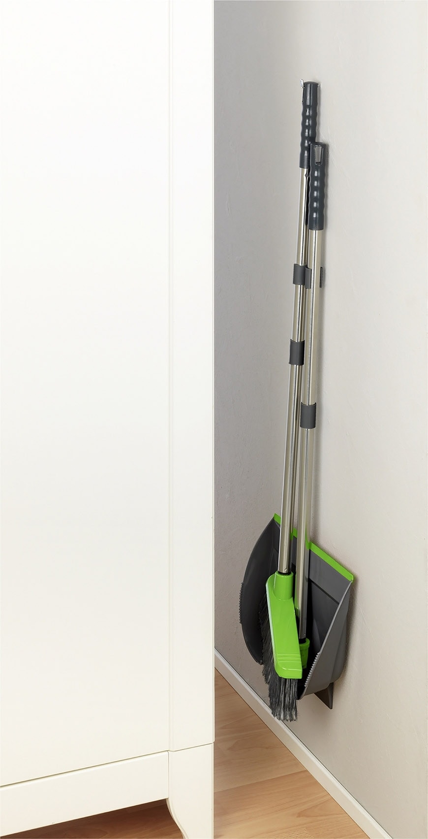 Maximex Kehrgarnitur, Komplett-Set, 2 St., aus Edelstahl, klappbares Handfeger Set mit langem Teleskop-Stiel, rückenschonend