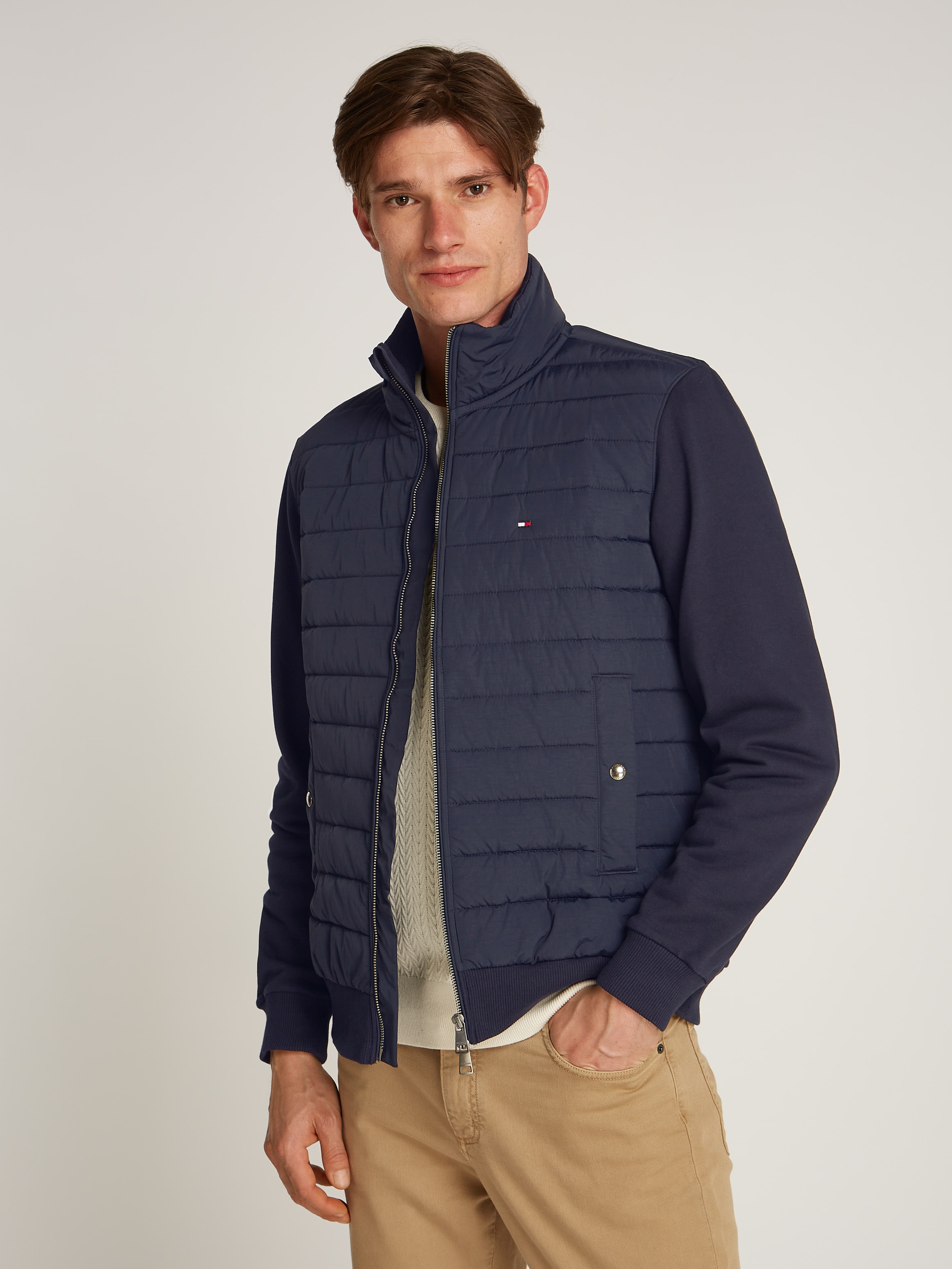 Tommy Hilfiger Sweatjacke »MIX MEDIA STAND CLLR«, mit Steppung