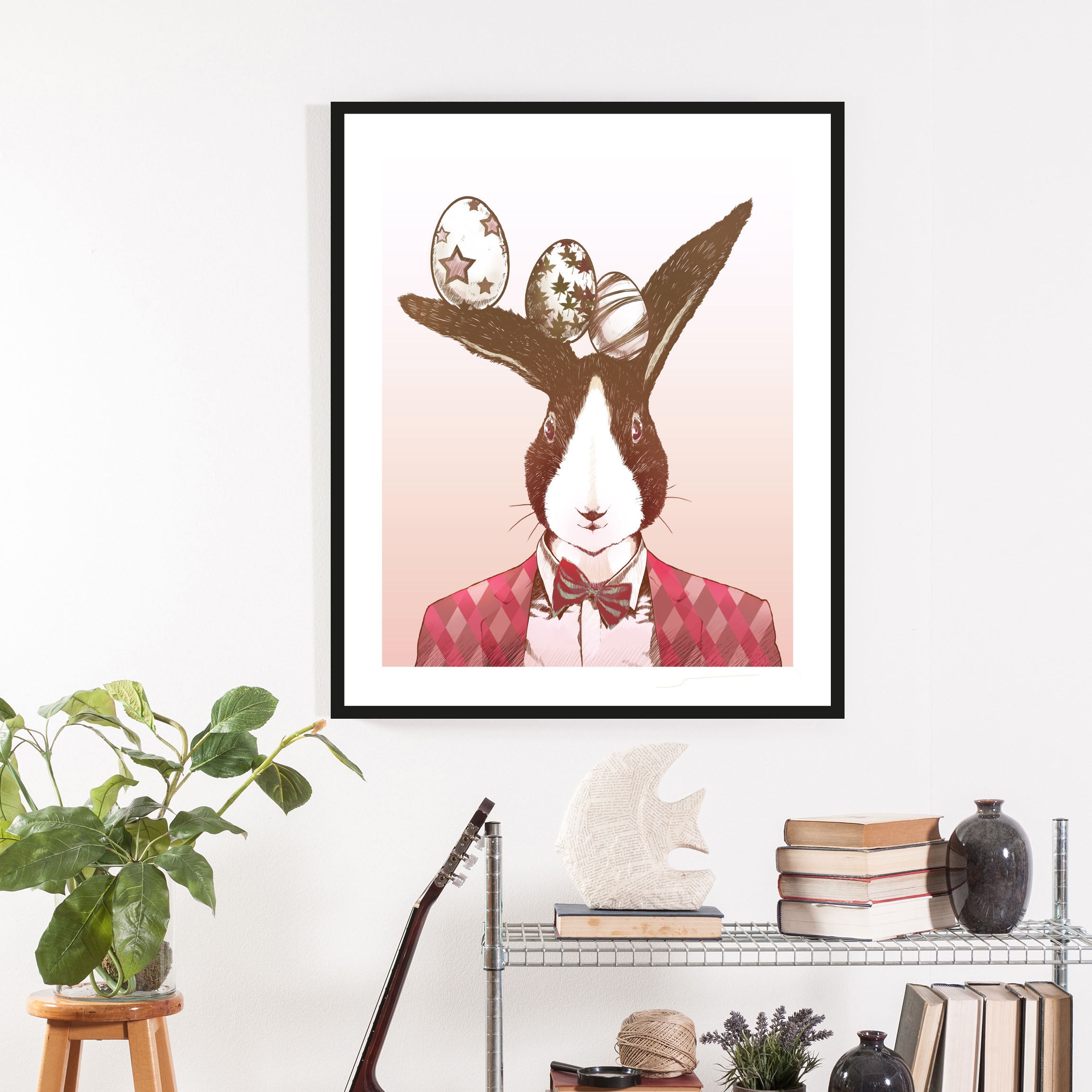 queence Bild »Aferno«, Hase-Hasen-Haustiere-Kunst-Ostern, (1 St.), mit Rahmen, weiß