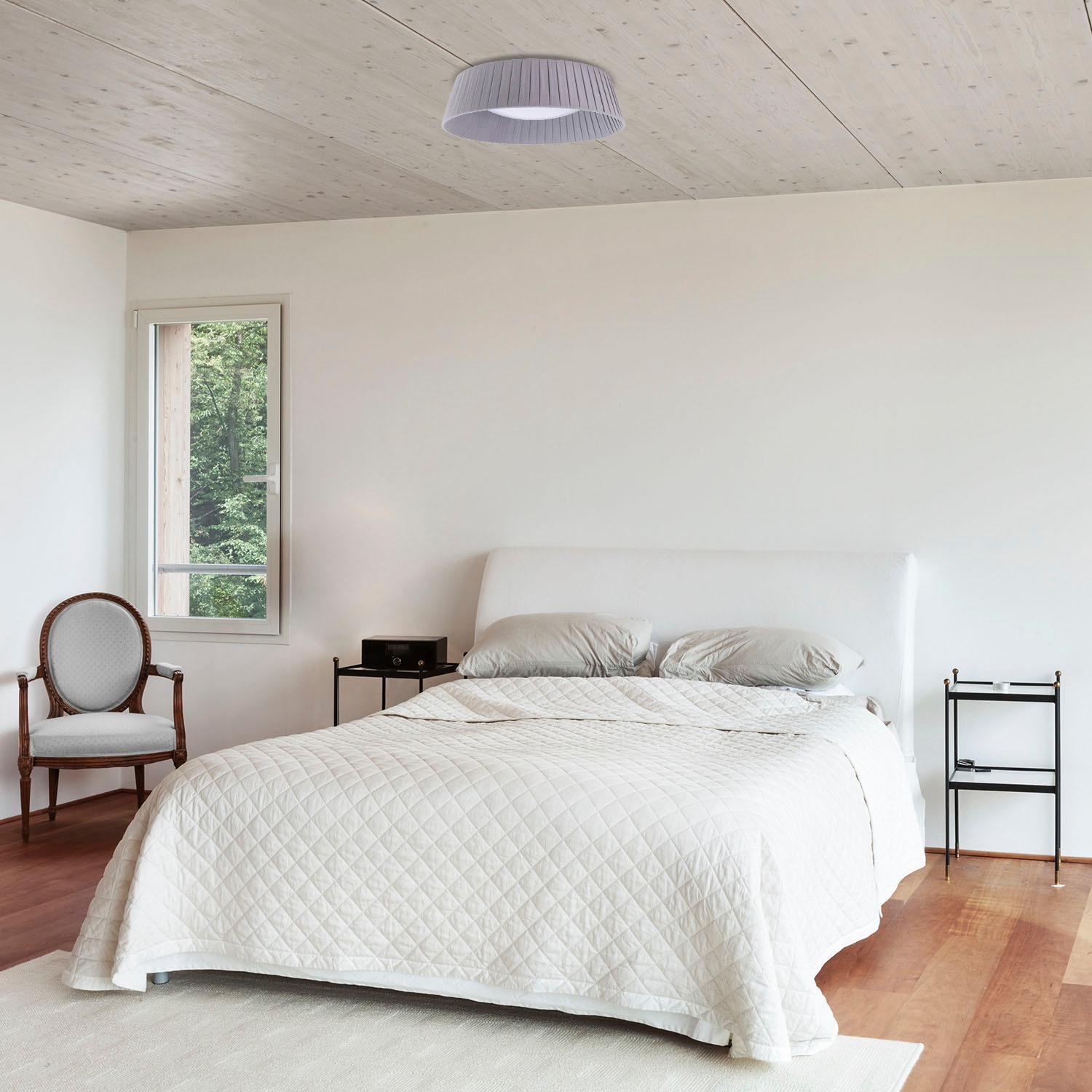 Paco Home Deckenleuchte »TARTE« E27 Rund Büroleuchte 2 x E27 Textilschirm Modern Geschlossen Unifarben