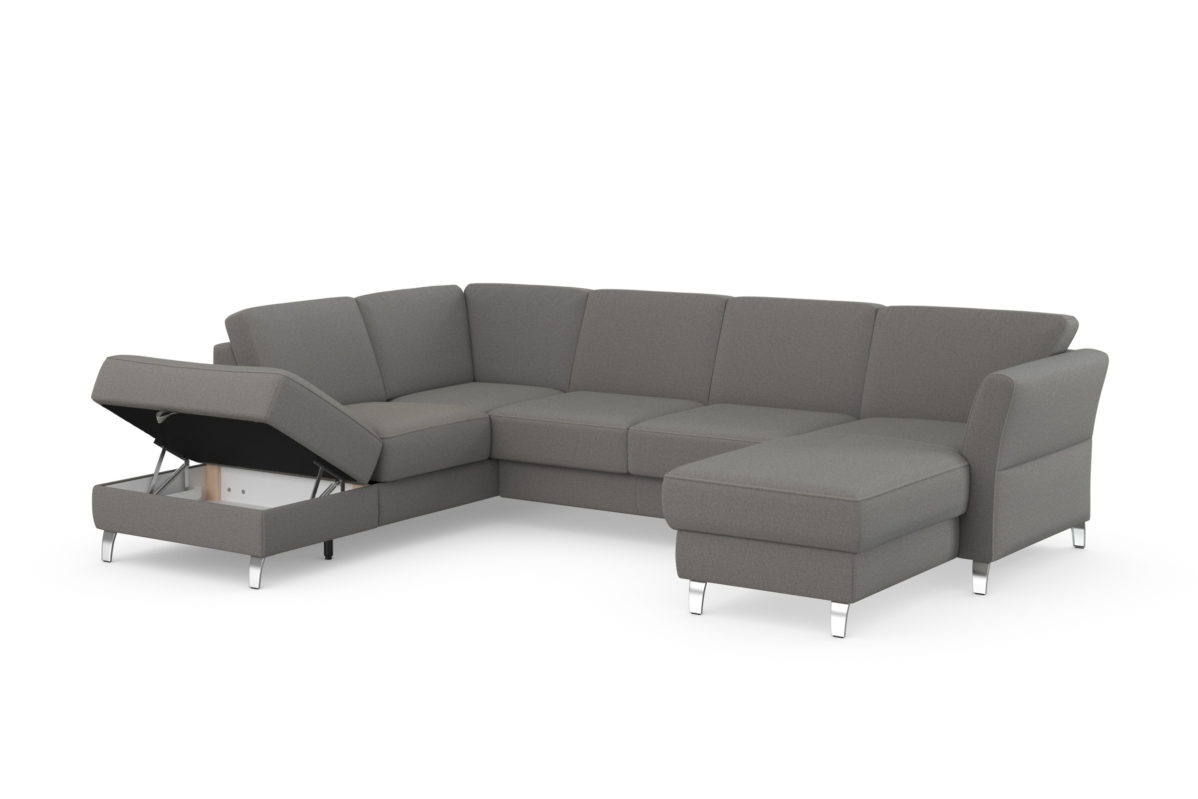 sit&more Wohnlandschaft »Visby U-Form«, Wahlweise mit Bettfunktion und Stauraum, frei im Raum stellbar