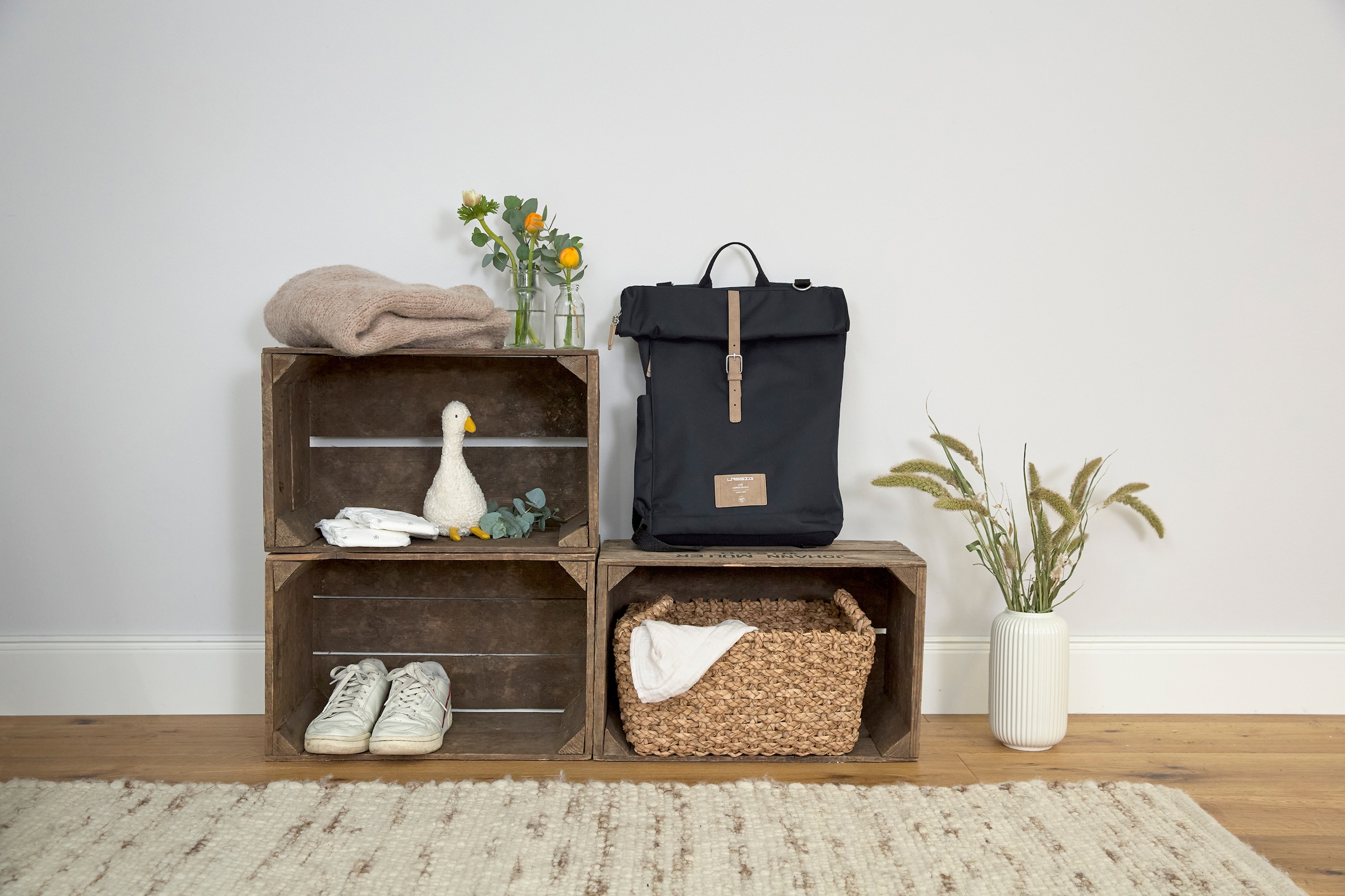 LÄSSIG Wickelrucksack »Green Label, Rolltop, night Blue«, PETA-approved vegan; zum Teil aus recyceltem Material