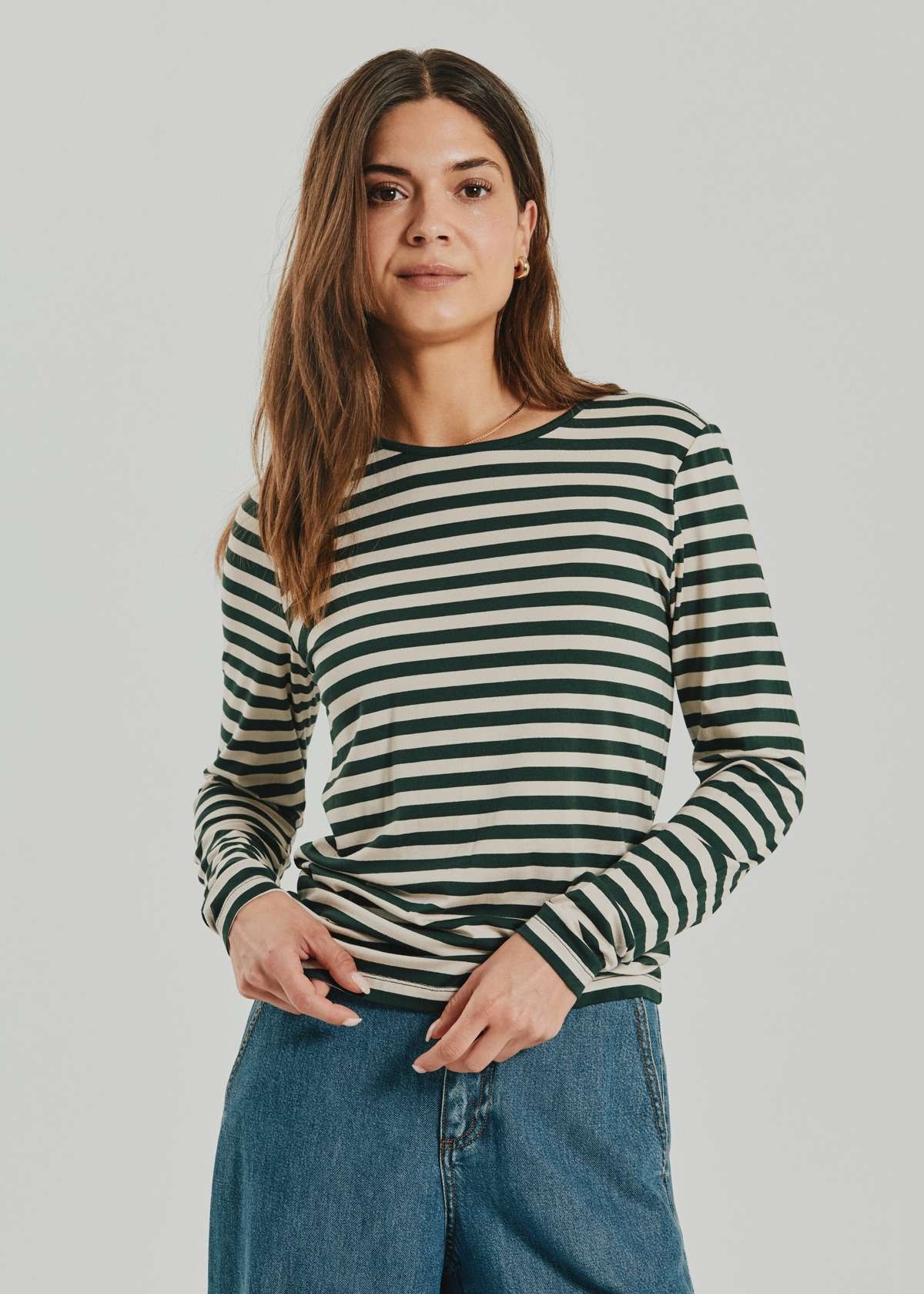 FREEQUENT Langarmshirt »FQLIANA-TEE« im Streifen-Look / Viskose-Stretch
