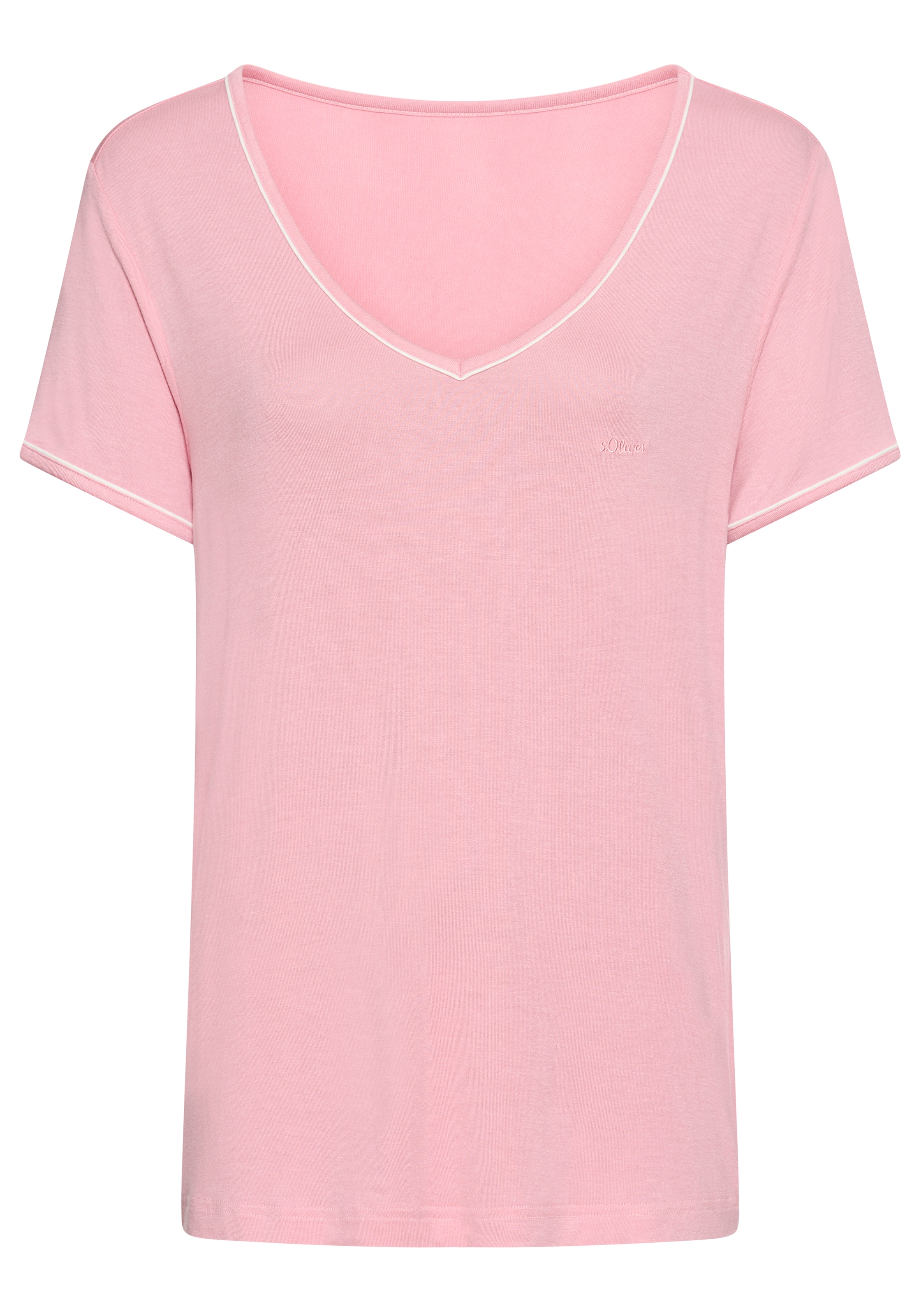 s.Oliver Pyjamaoberteil 1-teilig,  mit kleiner Kontrast-Paspel