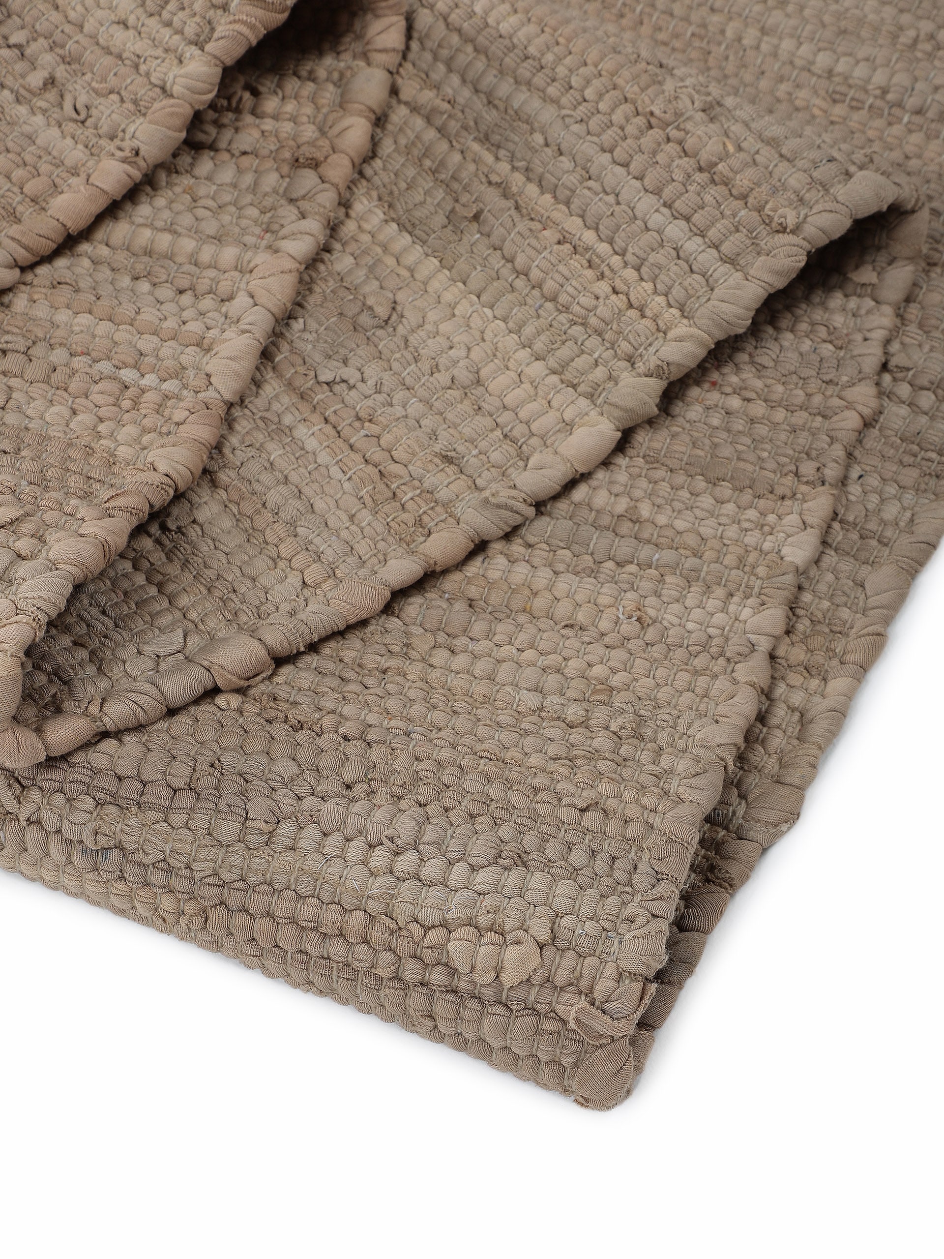 carpetfine Teppich »Kelim Chindi uni, auch als Läufer«, rechteckig, 5 mm Höhe, Wendeteppich, reine Baumwolle, handgewebt, Uni-Farben, mit Fransen