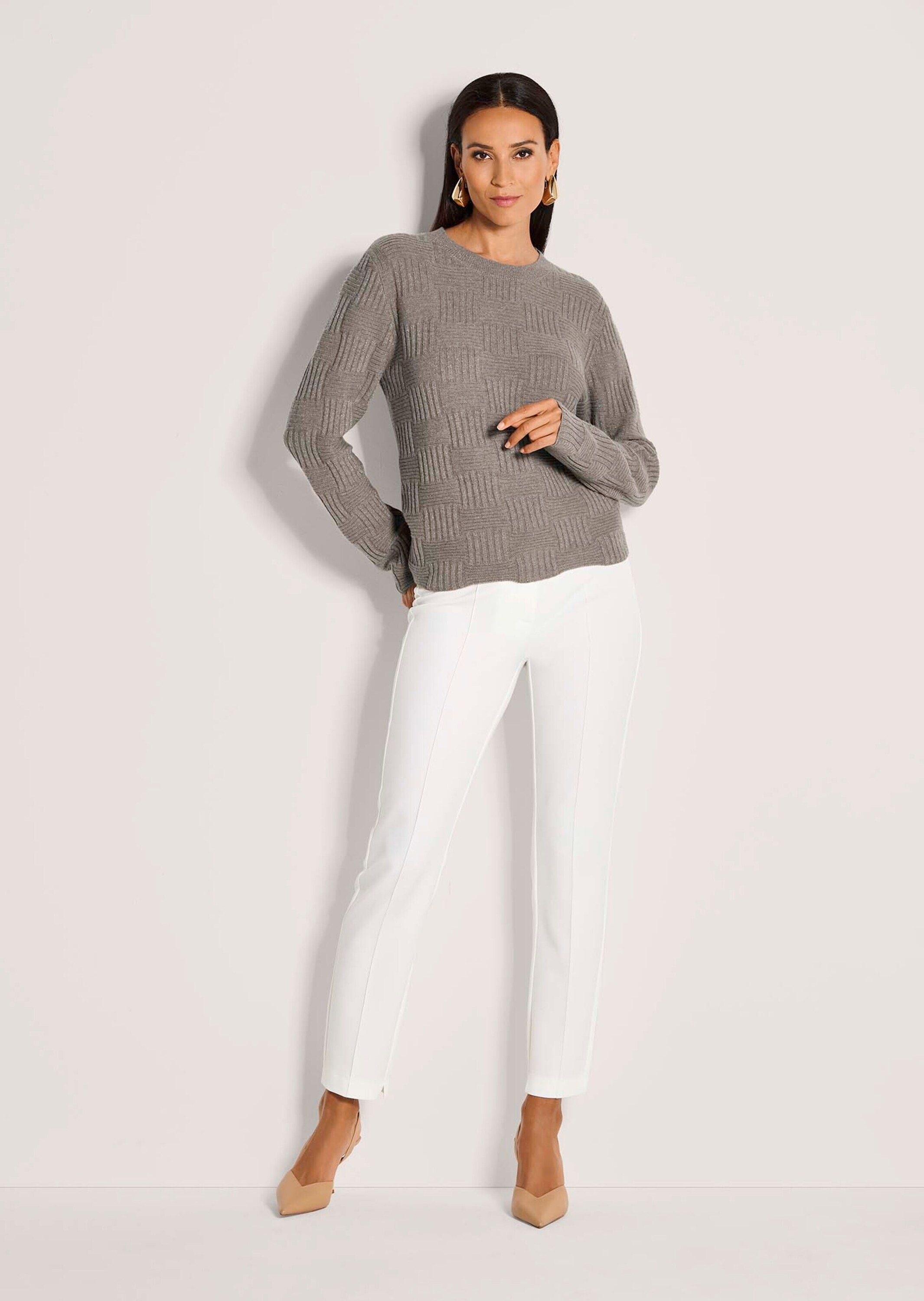 MADELEINE Longpullover »Kaschmirpullover Glamouröser Stricksweater mit Rundhals« Allover-Strickmuster