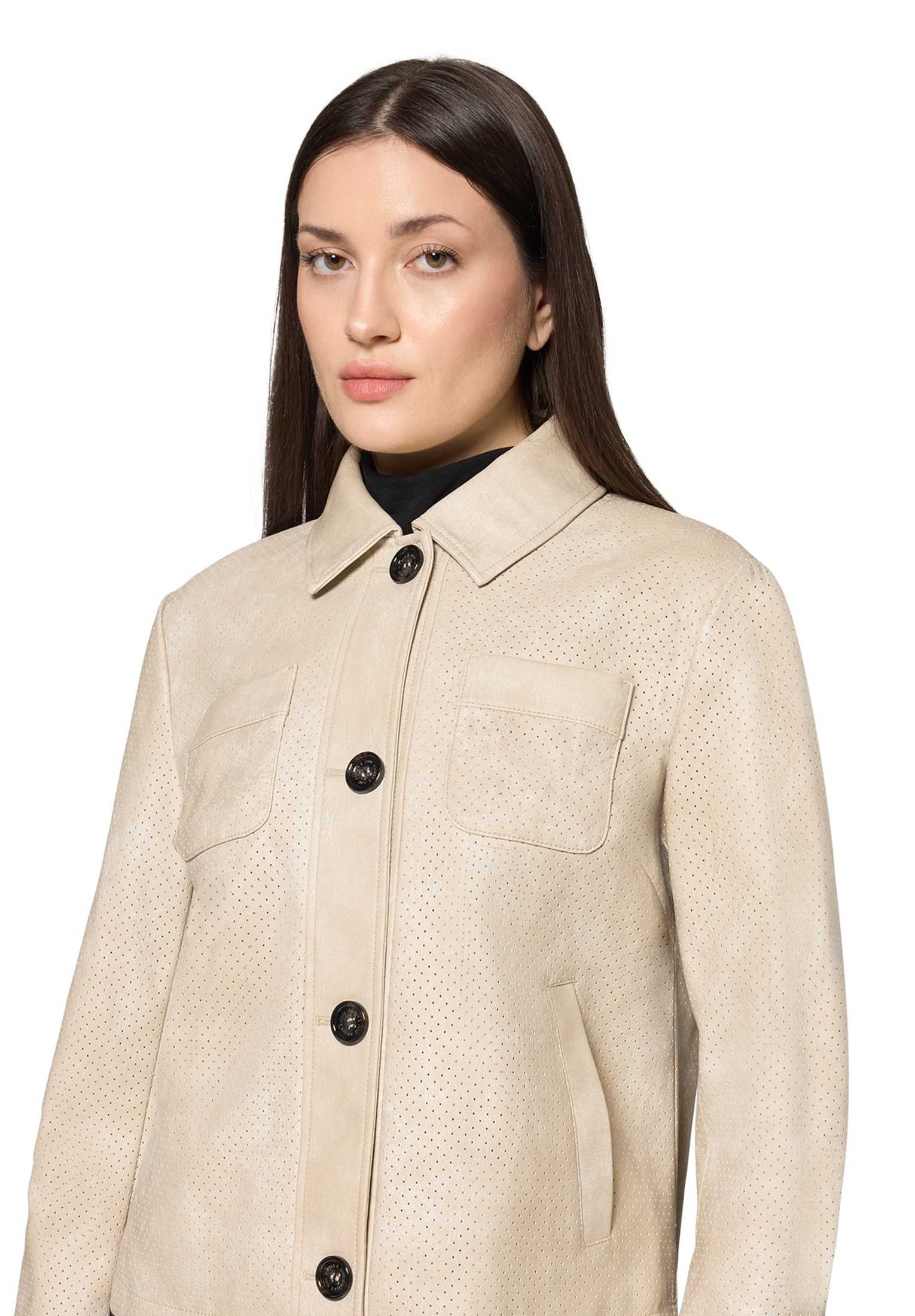 Amber & June Lederimitatjacke »Kunstleder-Jacke mit Kragen«