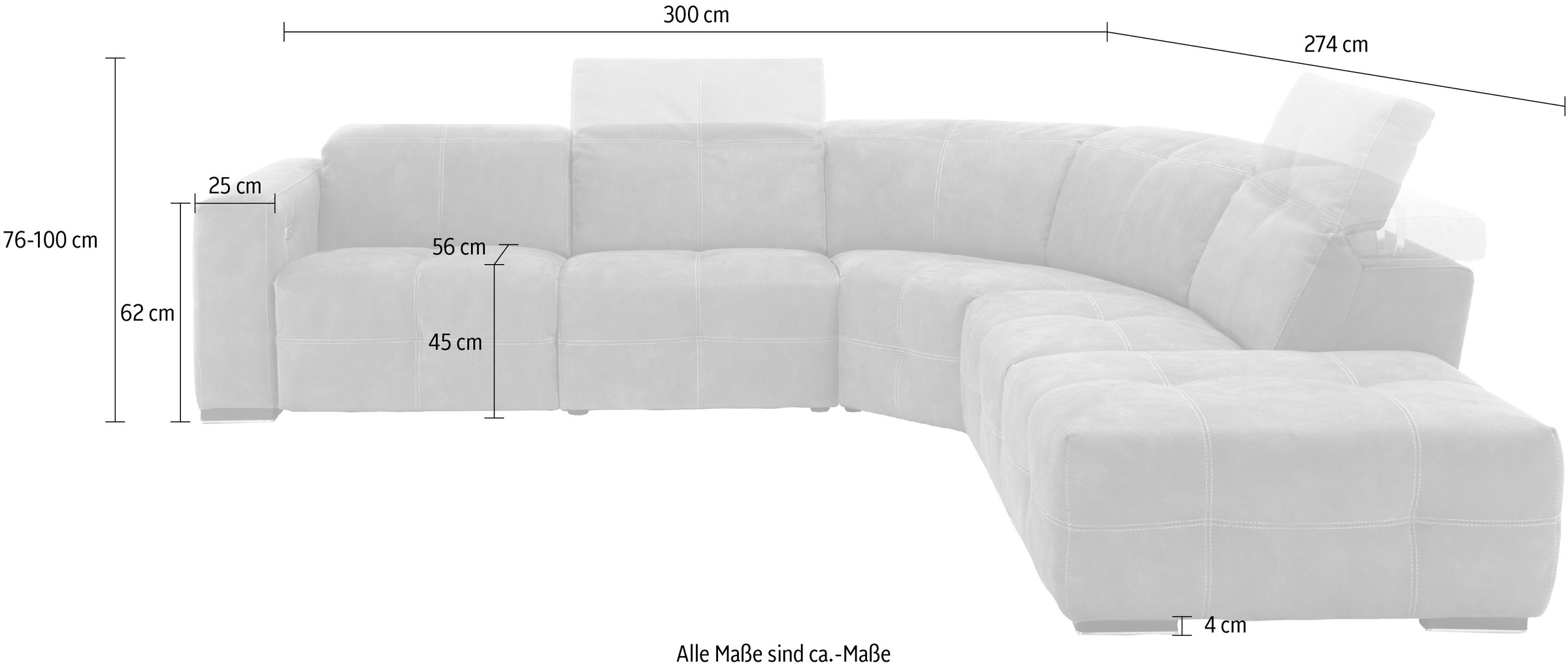 Egoitaliano Ecksofa »Sauvanne, Designsofa der Extraklasse, elegant und bequem«, wahlweise mit elektrischer Relaxfunktion, Kopfteilverstellung