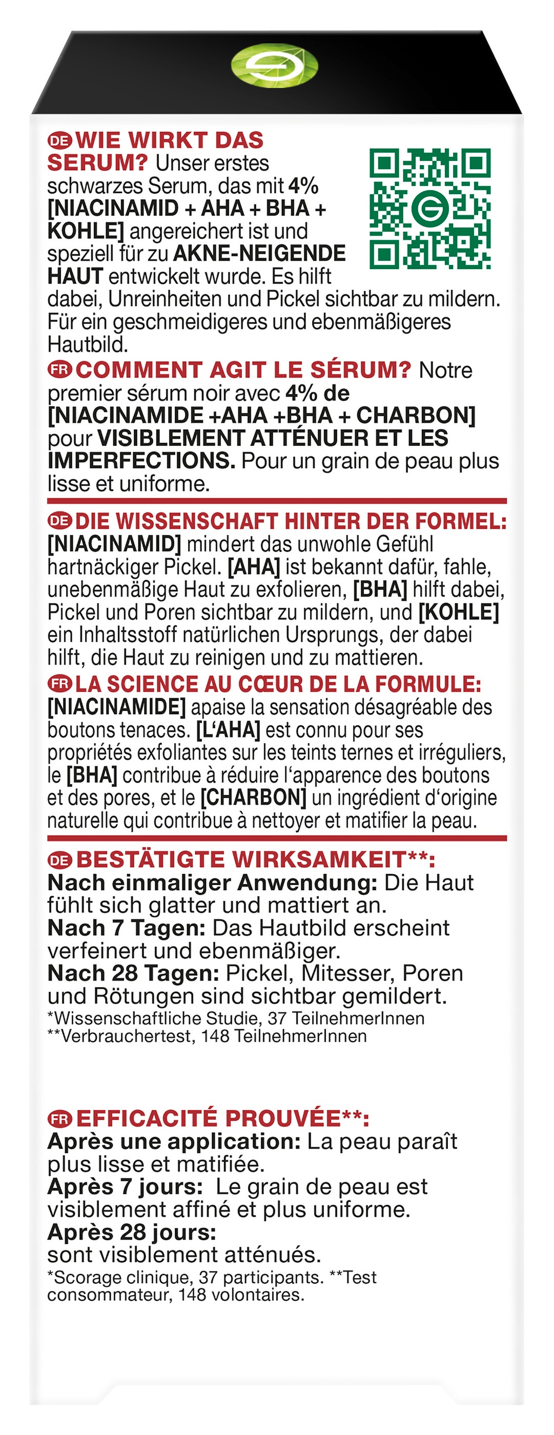 GARNIER Gesichtsserum »Hautklar Anti-Unreinheiten Serum« mit Kohle, Fluid-Textur