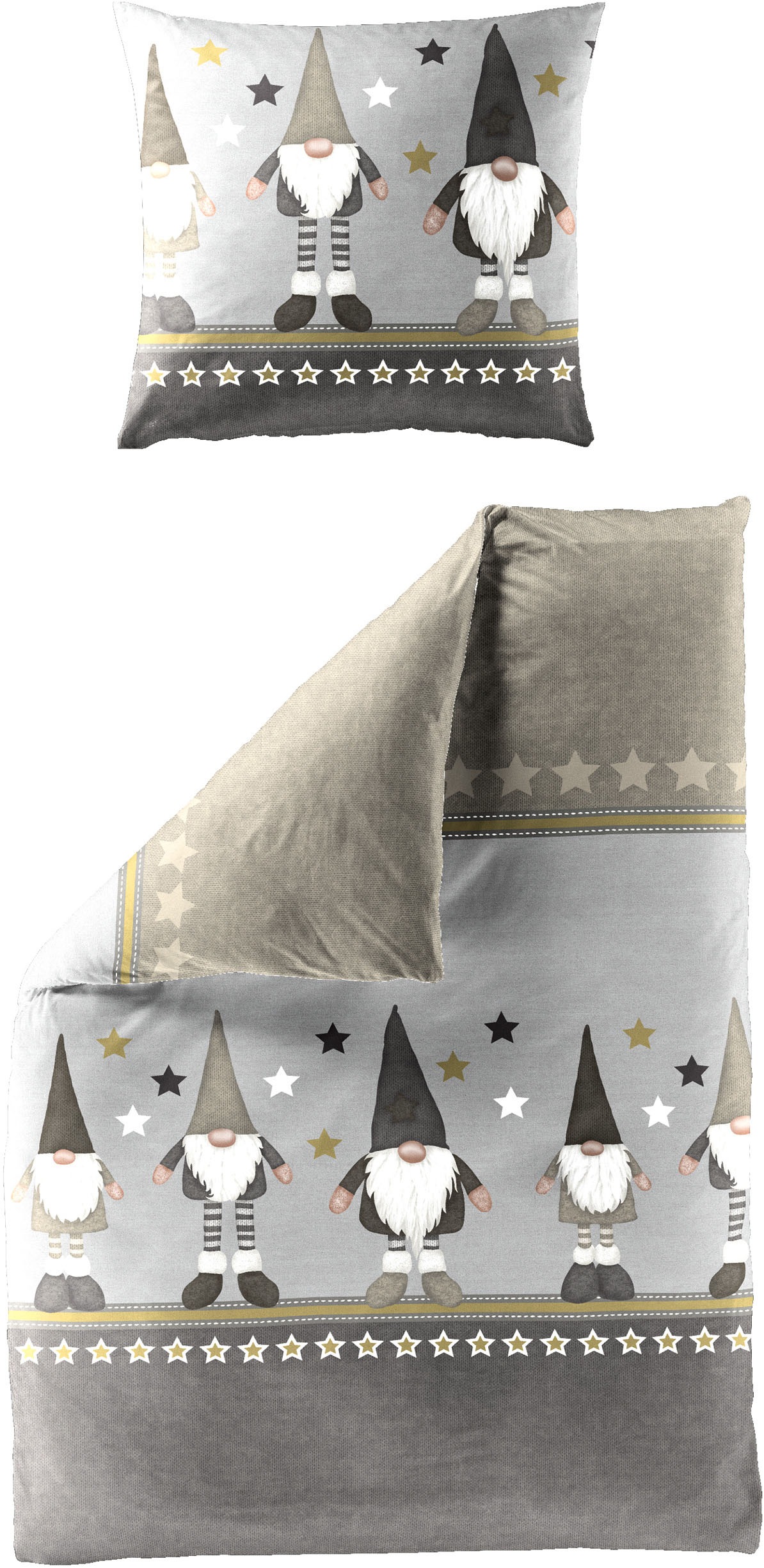 BIERBAUM Bettwäsche "4104" 2 Stk. Mako-Satin und Biber, 100% Baumwolle, pflegeleicht, kuschelig weich