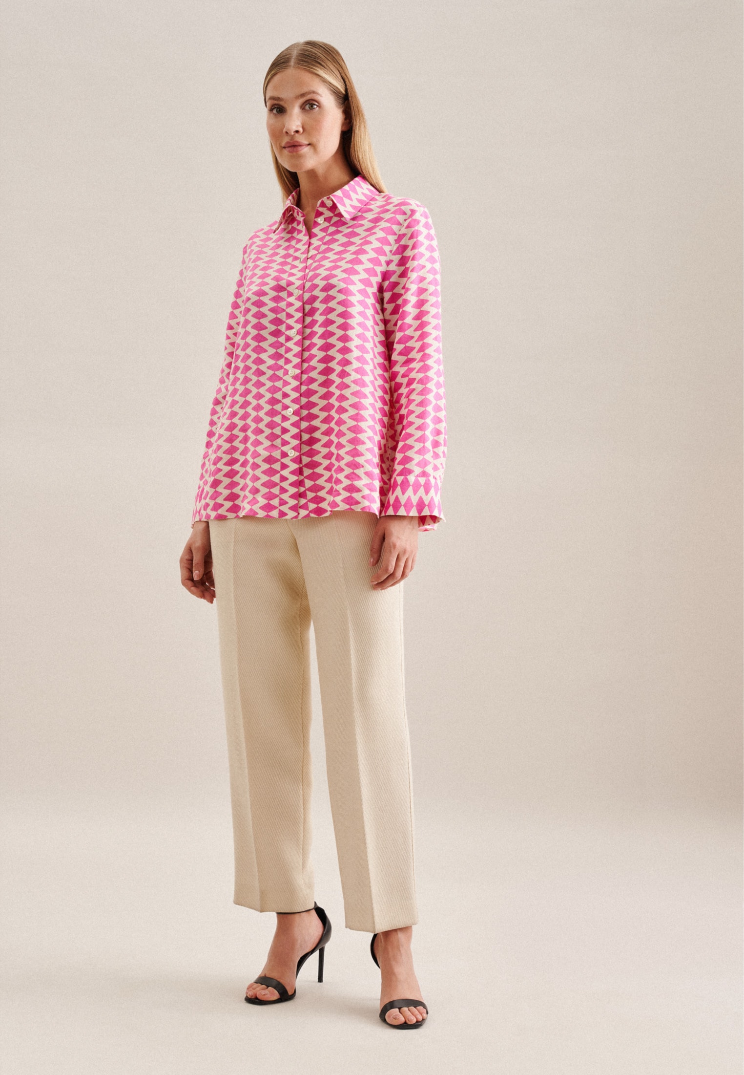 seidensticker Hemdbluse »Schwarze Rose«, Langarm Kragen Geometrische Muster
