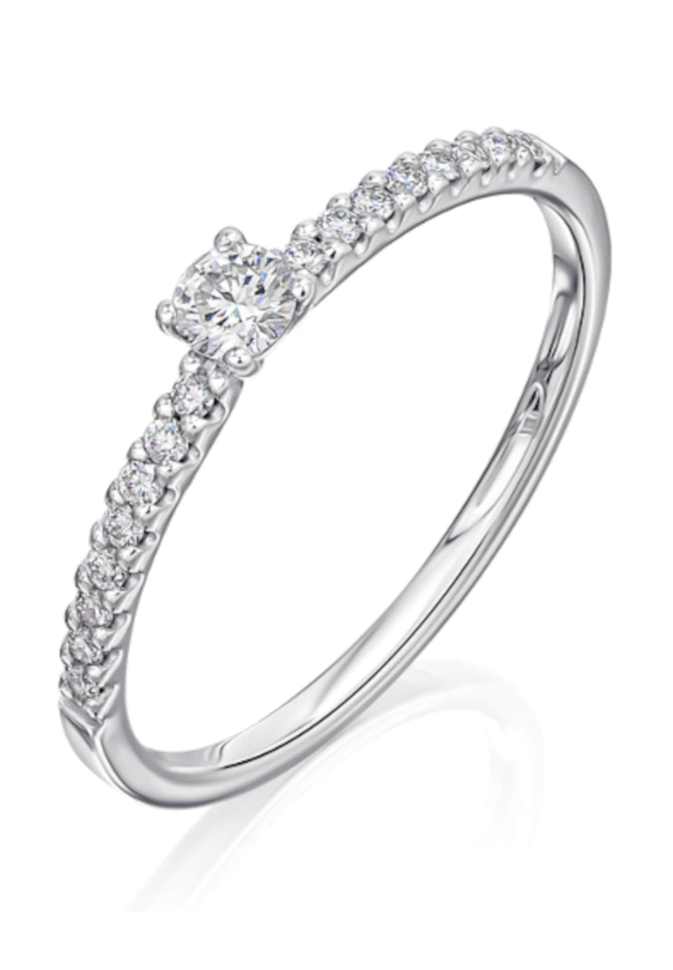 Diamantring »0,25 ct Diamant Brillant Memoire mit Center Ring aus 585 Weißgold«