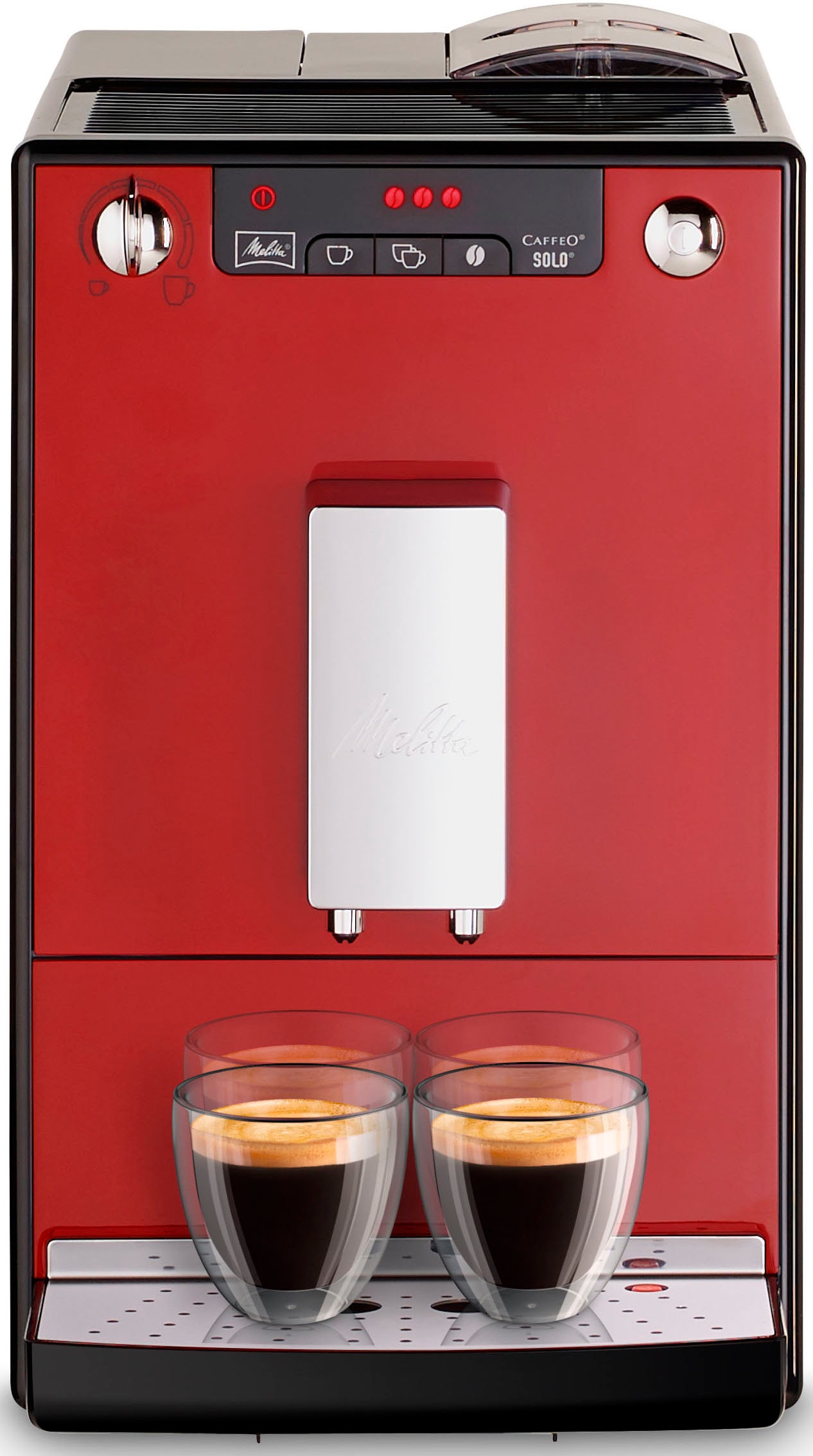 Melitta Kaffeevollautomat »Solo® E950-204, chili-red«, Perfekt für Café crème & Espresso, nur 20cm breit