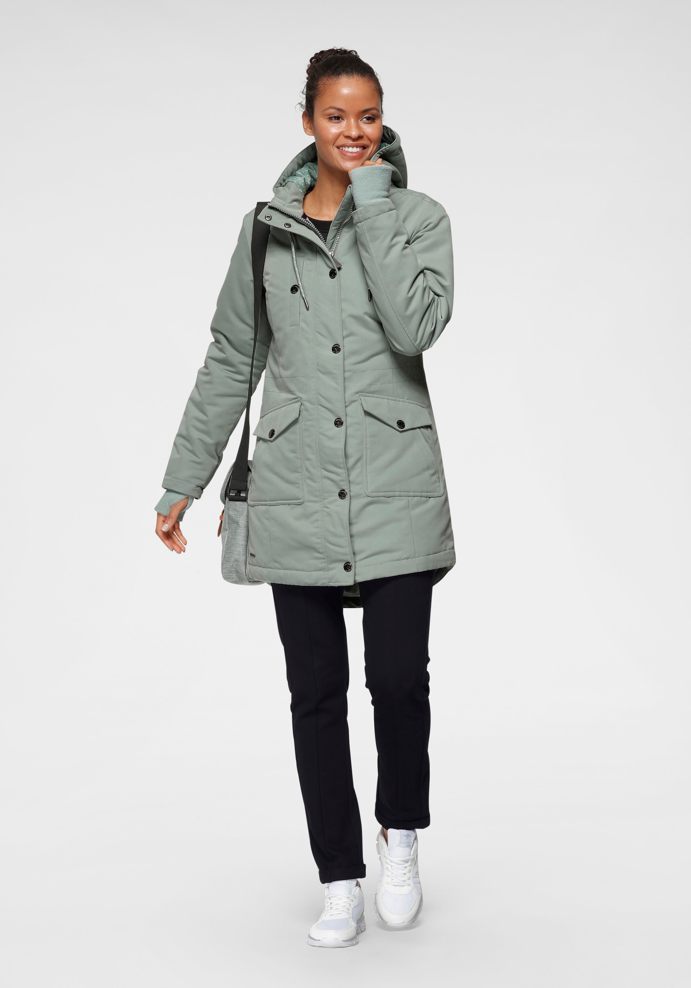 KangaROOS Langjacke, mit Kapuze, für den Übergang, aus leichtem Webmaterial, modisch
