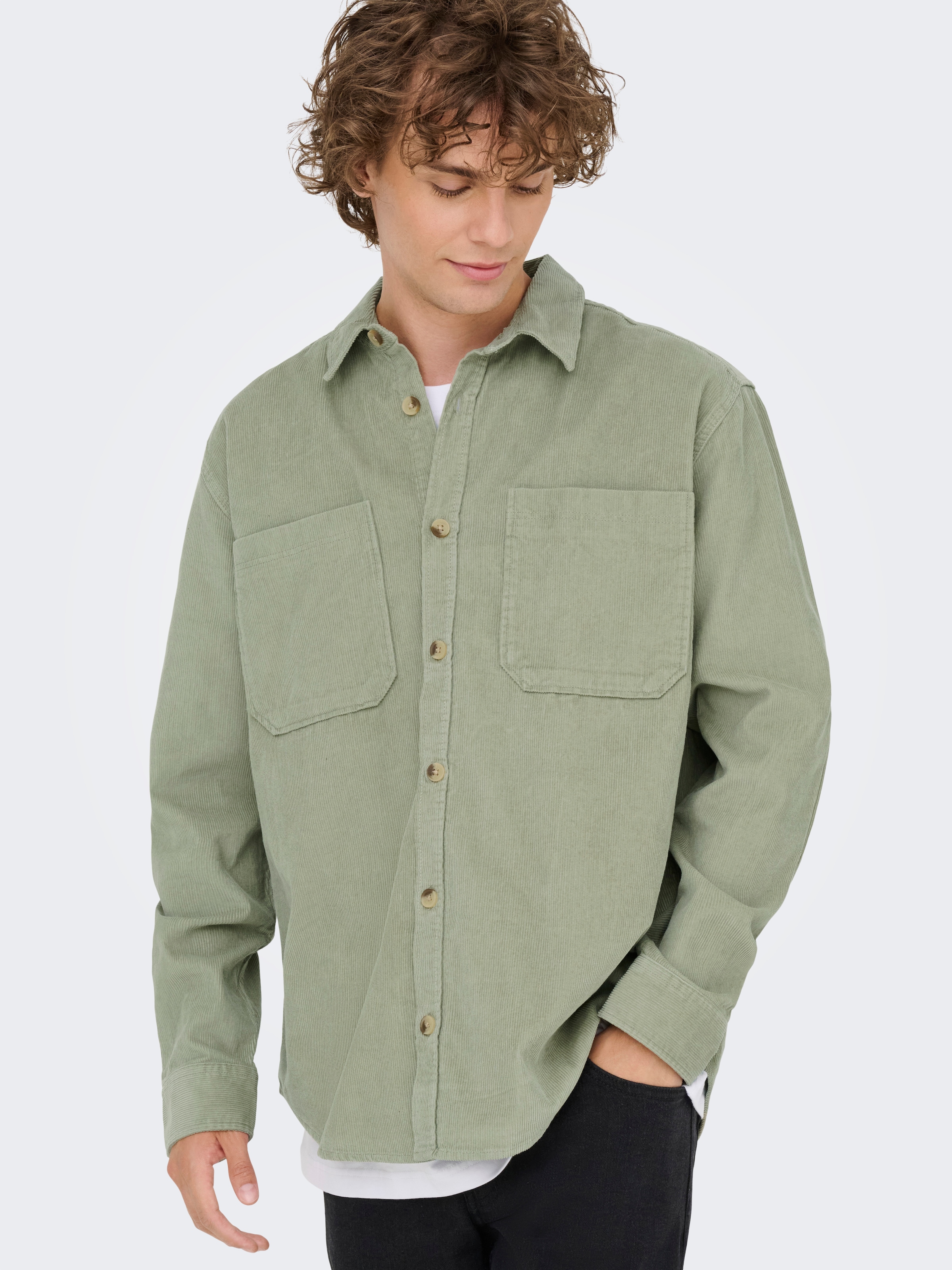 ONLY & SONS Langarmhemd »OS ONSALP RLX 2PKT WASHD COR«