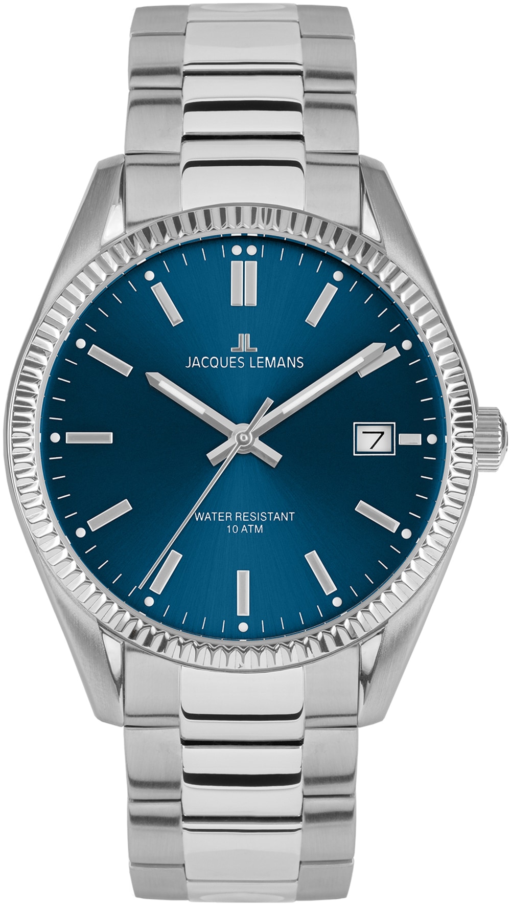 Jacques Lemans Quarzuhr »Derby«, Armbanduhr, Damenuhr, Datum, Leuchtzeiger, Edelstahlarmband
