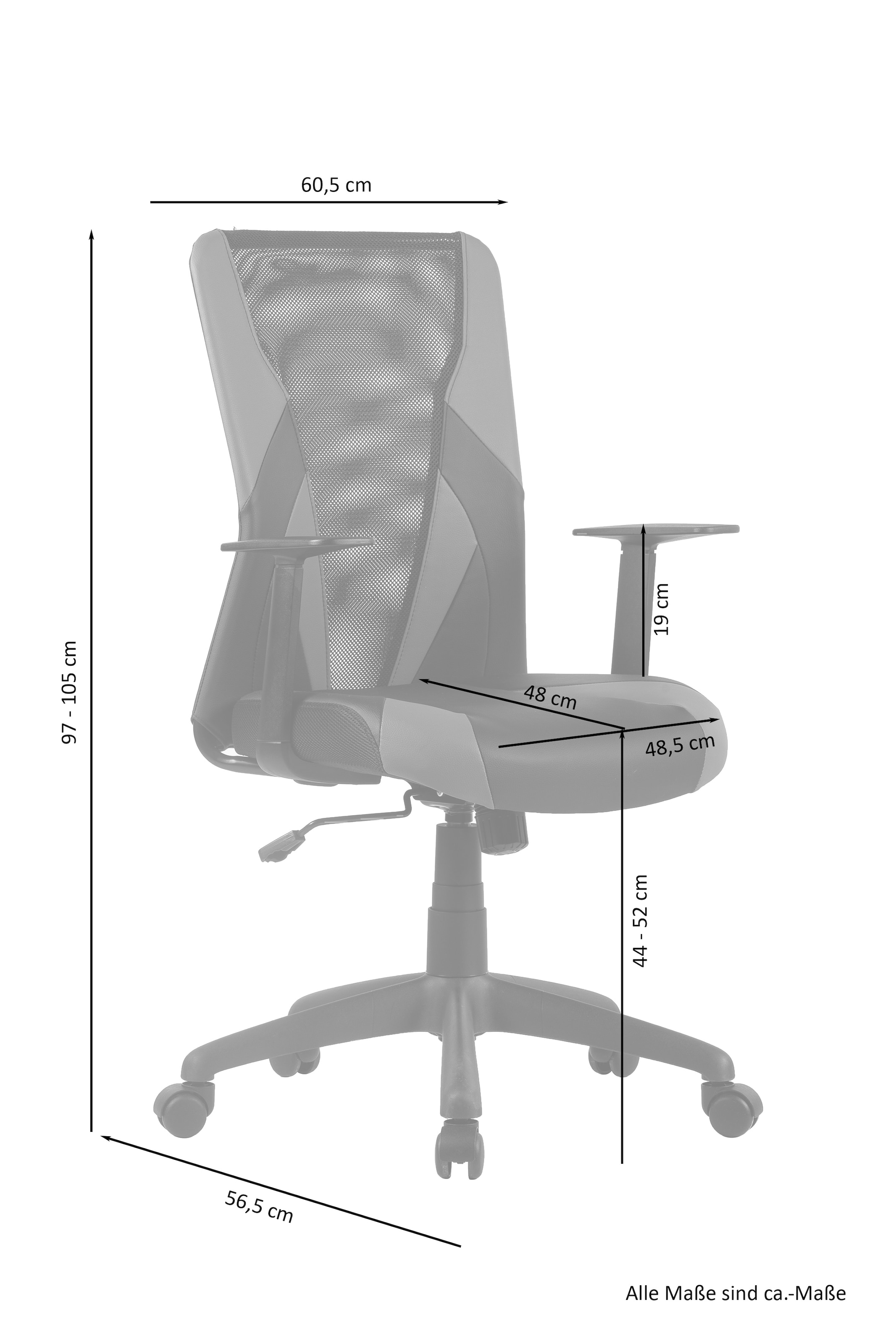 1 Bürostuhl atmungsaktiver Drehstuhl bequem Kunstleder-Netzstoff, byLIVING moderner bestellen Rückenlehne »Flash«, St., mit